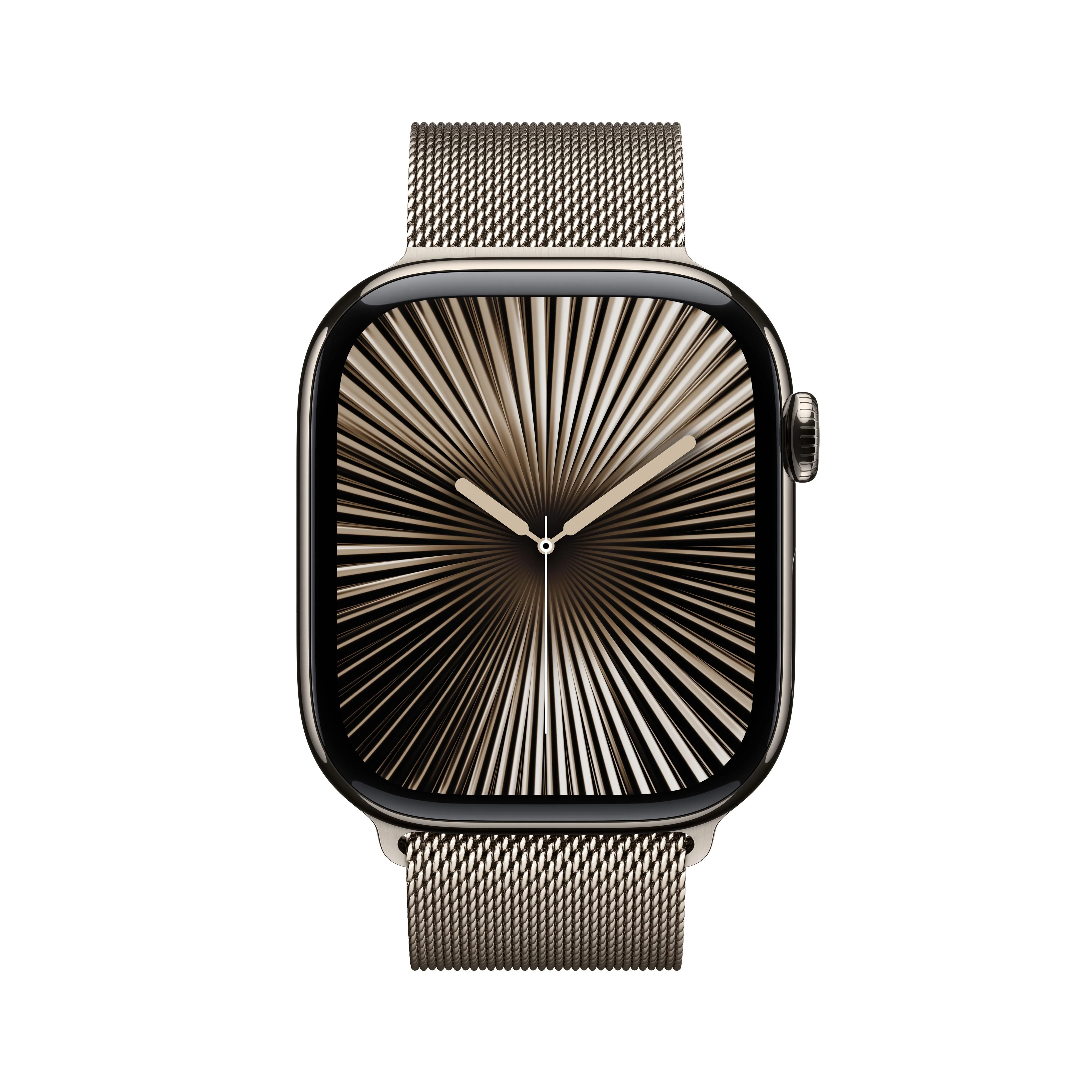 Apple Watch Series 10 GPS + Cellular 46mm Natural Titanium Case with Natural Milanese Loop - S/M - Image 2