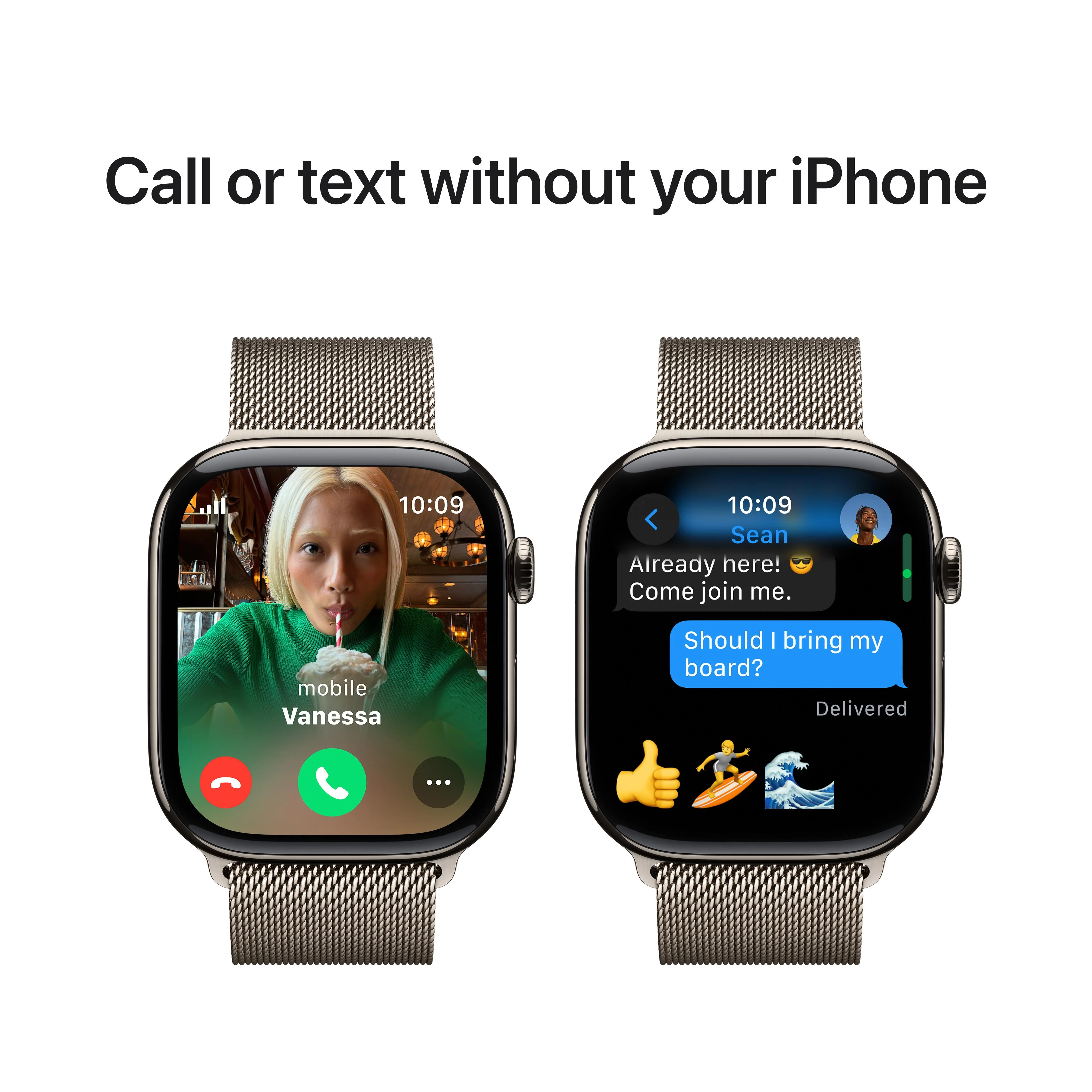 Apple Watch Series 10 GPS + Cellular 46mm Natural Titanium Case with Natural Milanese Loop - S/M - Image 7