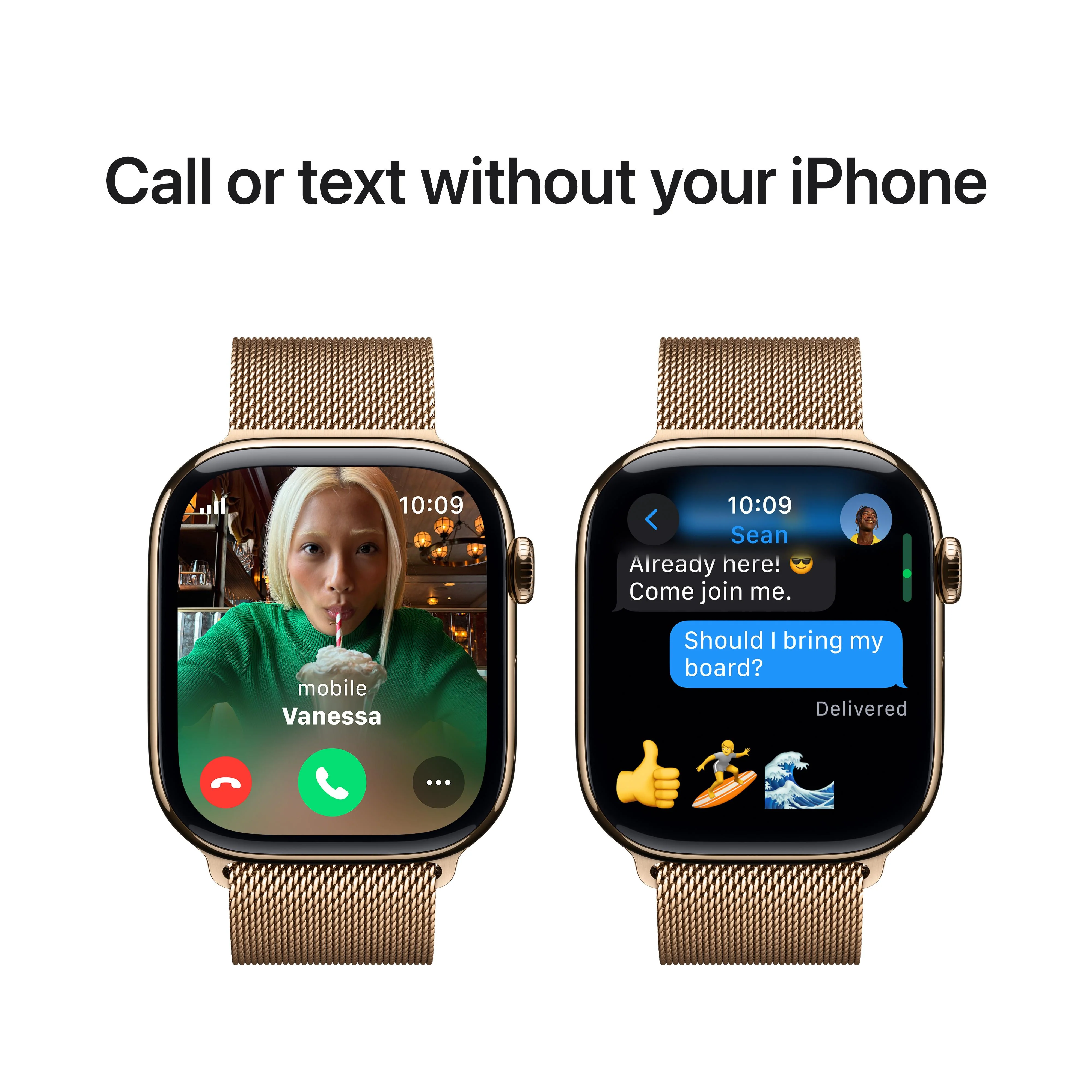 Apple Watch Series 10 GPS + Cellular 46mm Gold Titanium Case with Gold Milanese Loop - S/M - Image 7