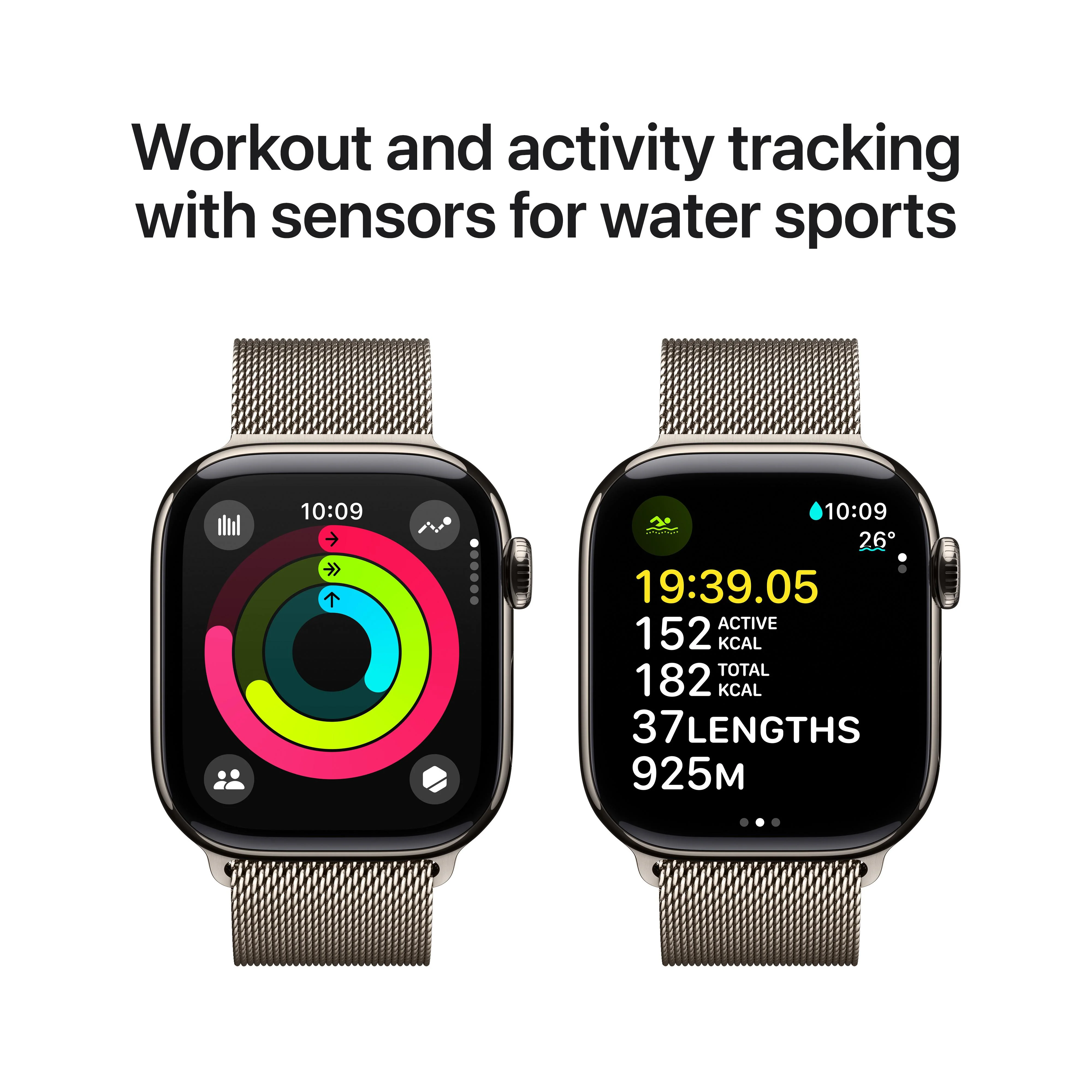 Apple Watch Series 10 GPS + Cellular 42mm Natural Titanium Case with Natural Milanese Loop - Image 4