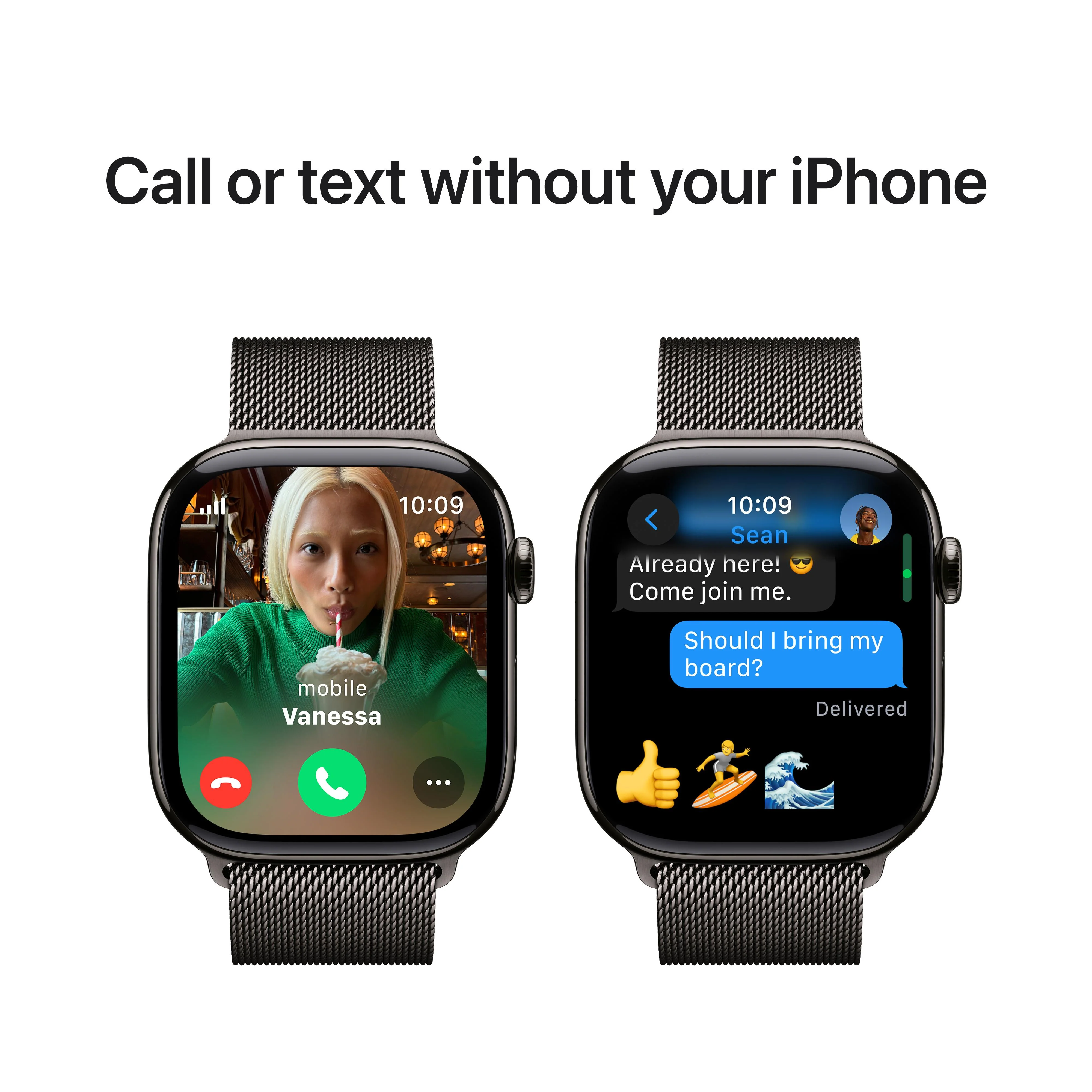 Apple Watch Series 10 GPS + Cellular 46mm Slate Titanium Case with Slate Milanese Loop - M/L - Image 7