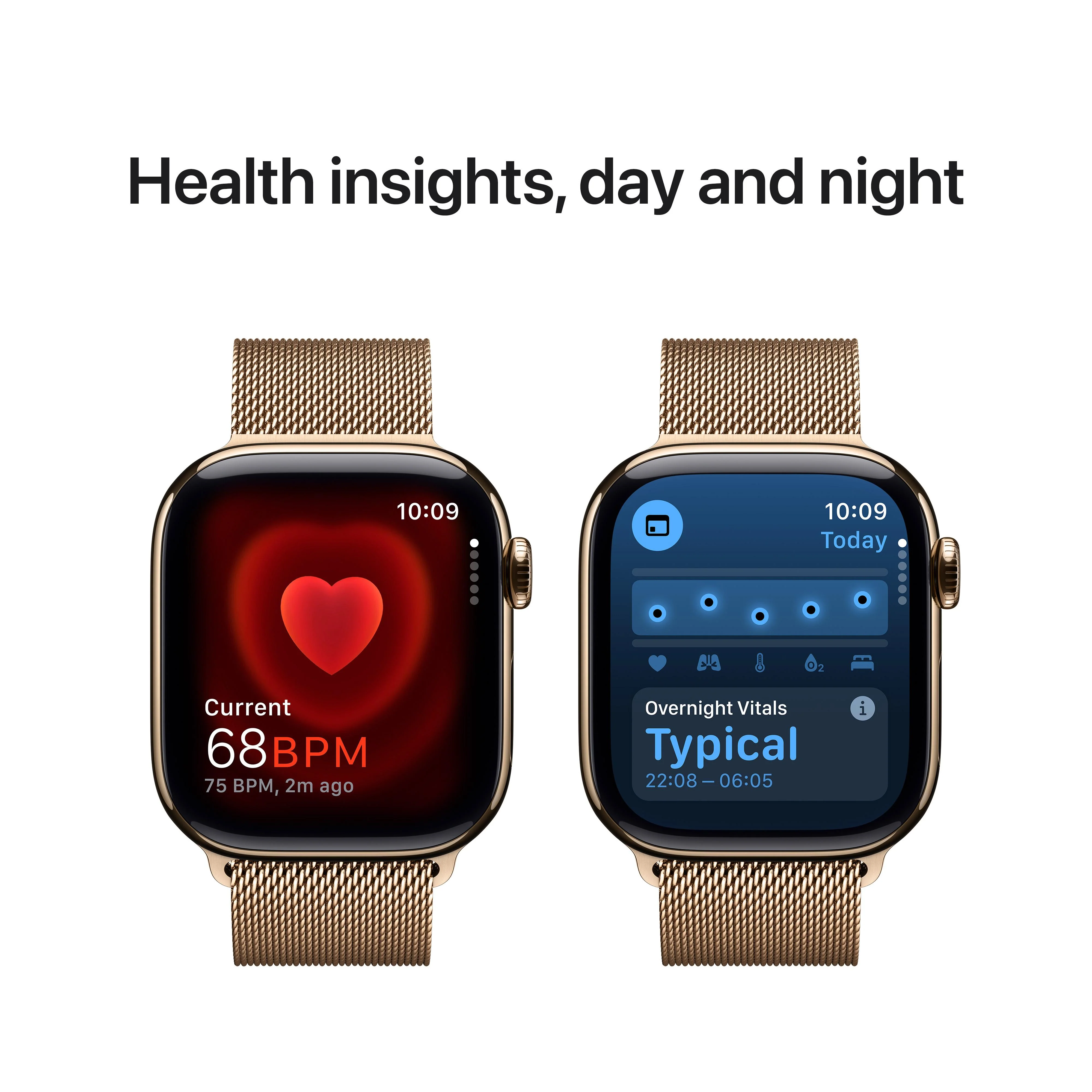 Apple Watch Series 10 GPS + Cellular 42mm Gold Titanium Case with Gold Milanese Loop - Image 5