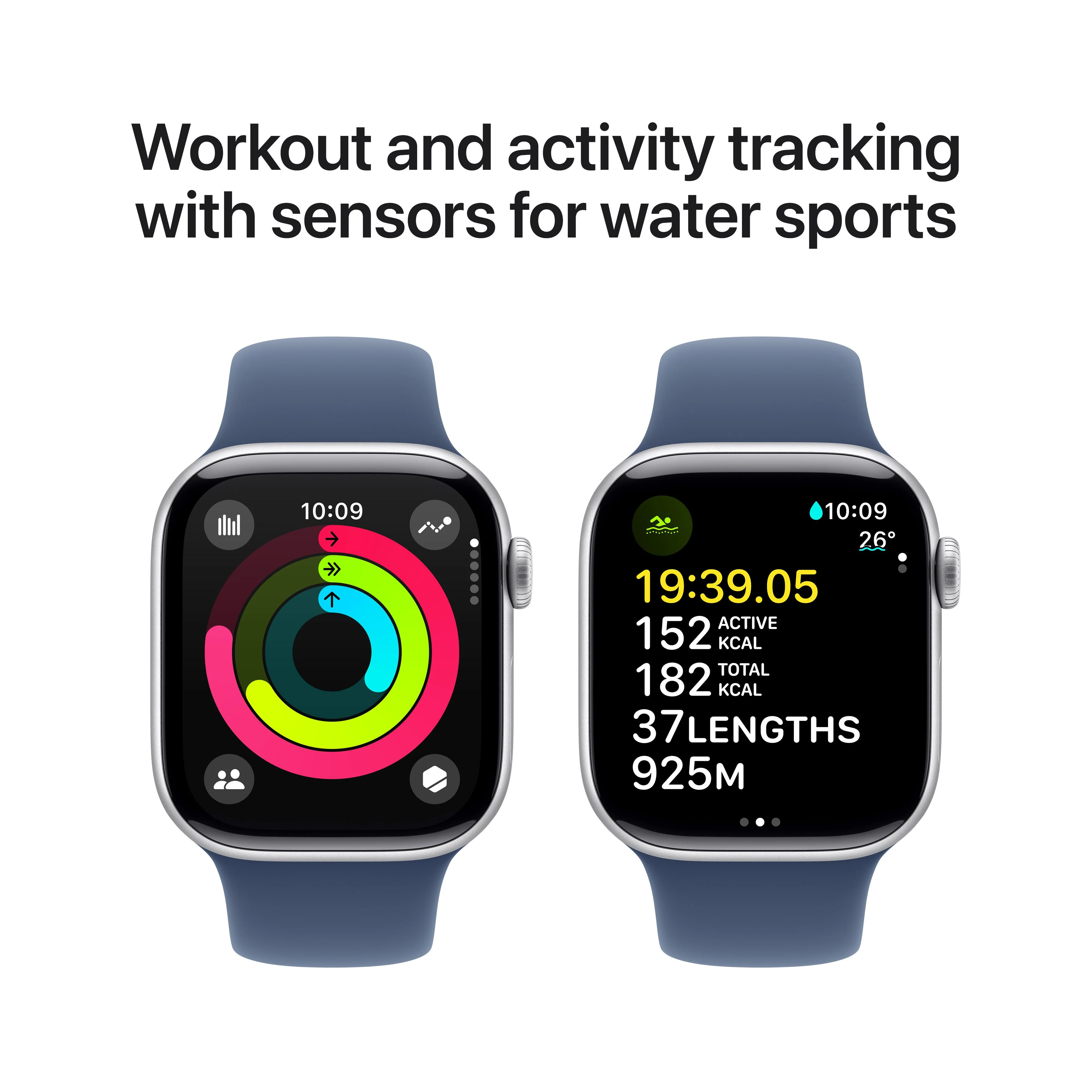Apple Watch Series 10 GPS + Cellular 42mm Silver Aluminium Case with Denim Sport Band - S/M - Image 4