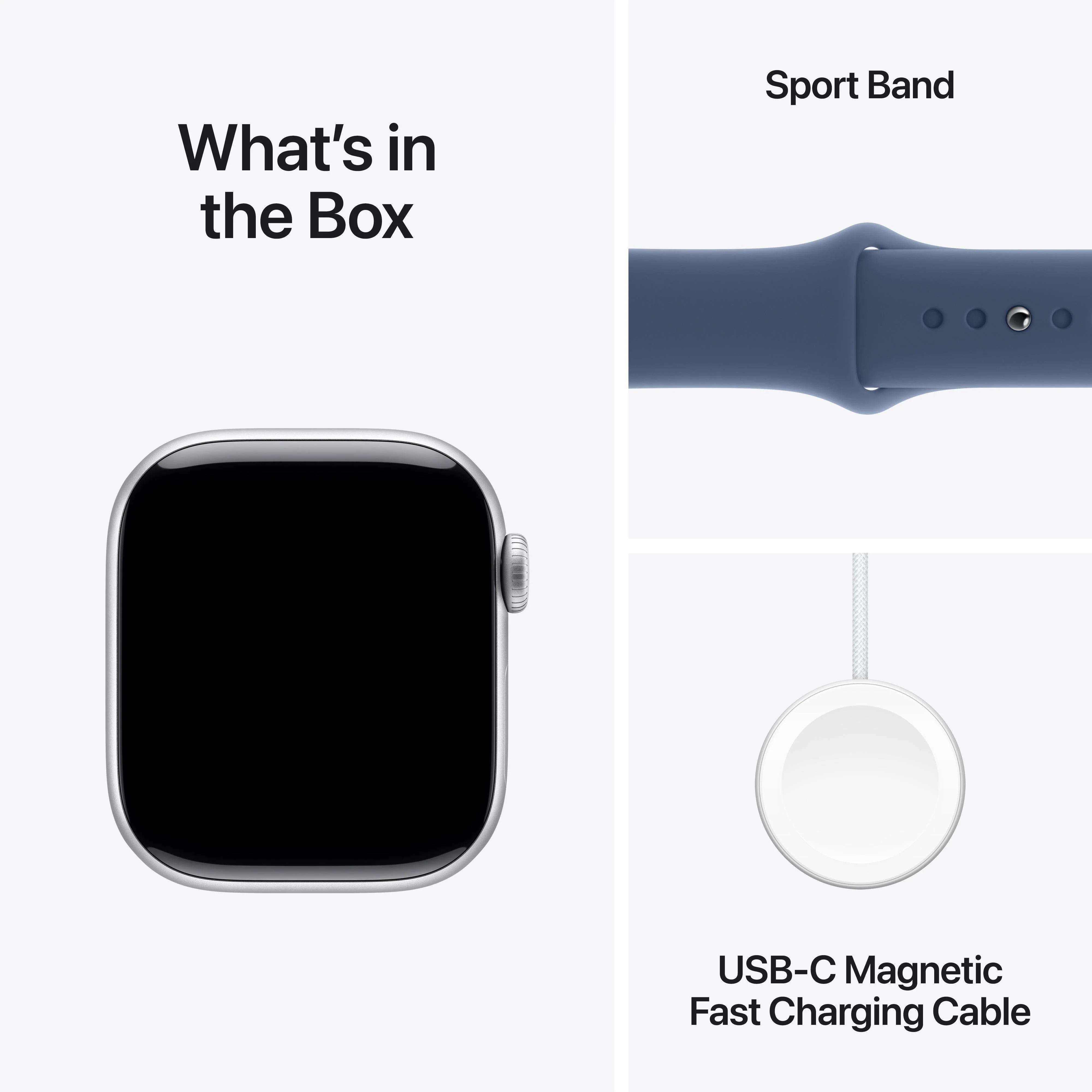 Apple Watch Series 10 GPS + Cellular 42mm Silver Aluminium Case with Denim Sport Band - S/M - Image 9