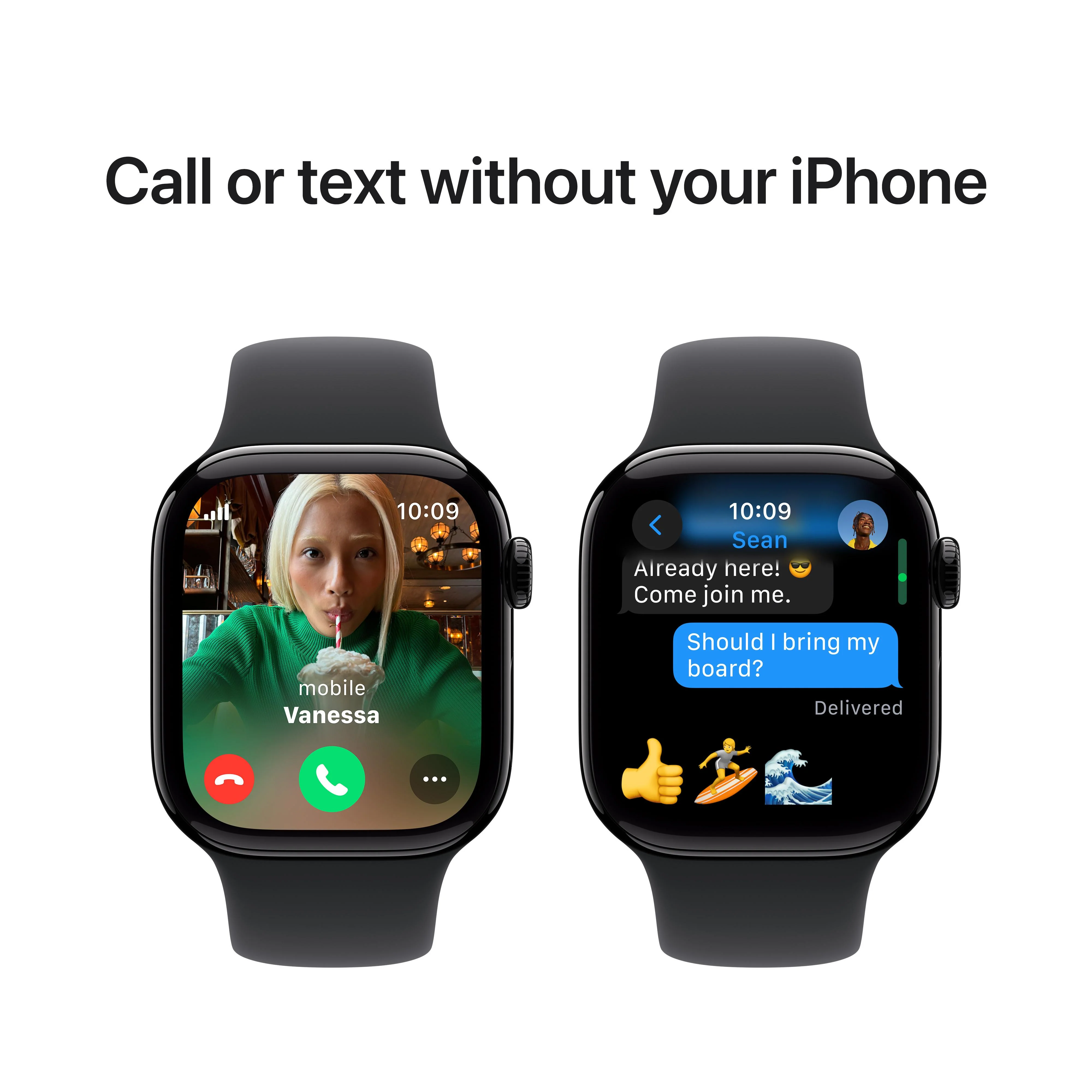 Apple Watch Series 10 GPS + Cellular 42mm Jet Black Aluminium Case with Black Sport Band - M/L - Image 7