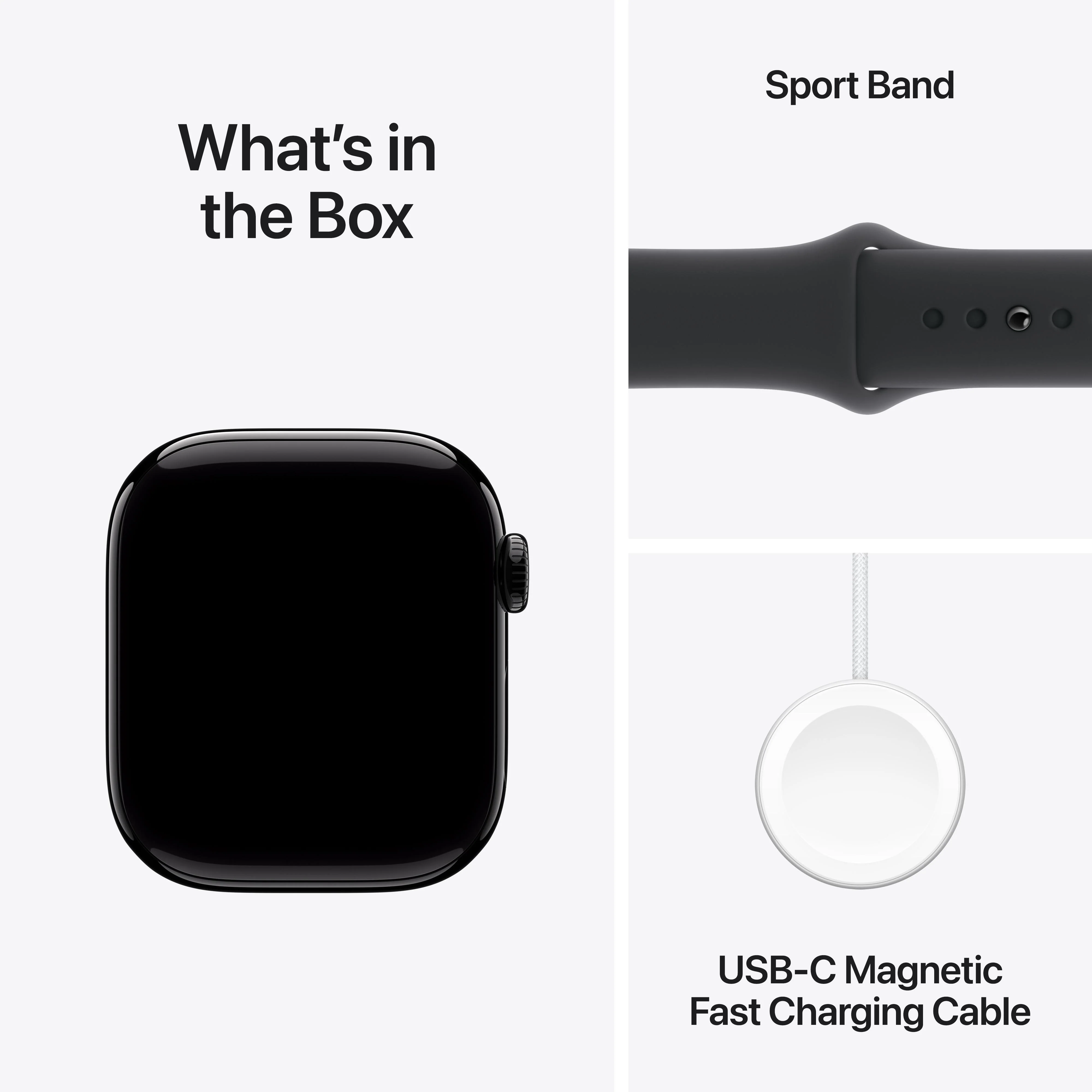 Apple Watch Series 10 GPS + Cellular 42mm Jet Black Aluminium Case with Black Sport Band - M/L - Image 9