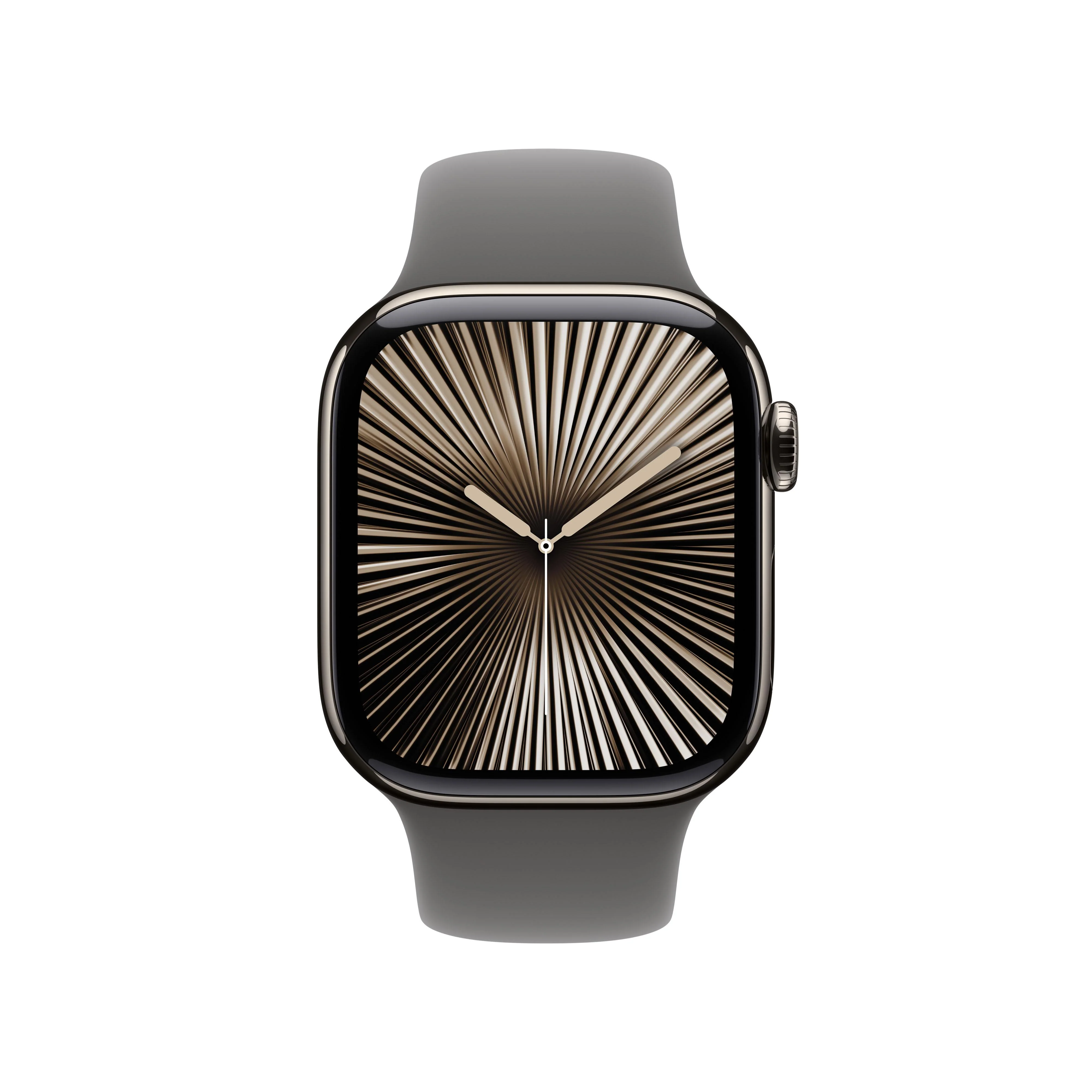 Apple Watch Series 10 GPS + Cellular 42mm Natural Titanium Case with Stone Grey Sport Band - S/M - Image 2