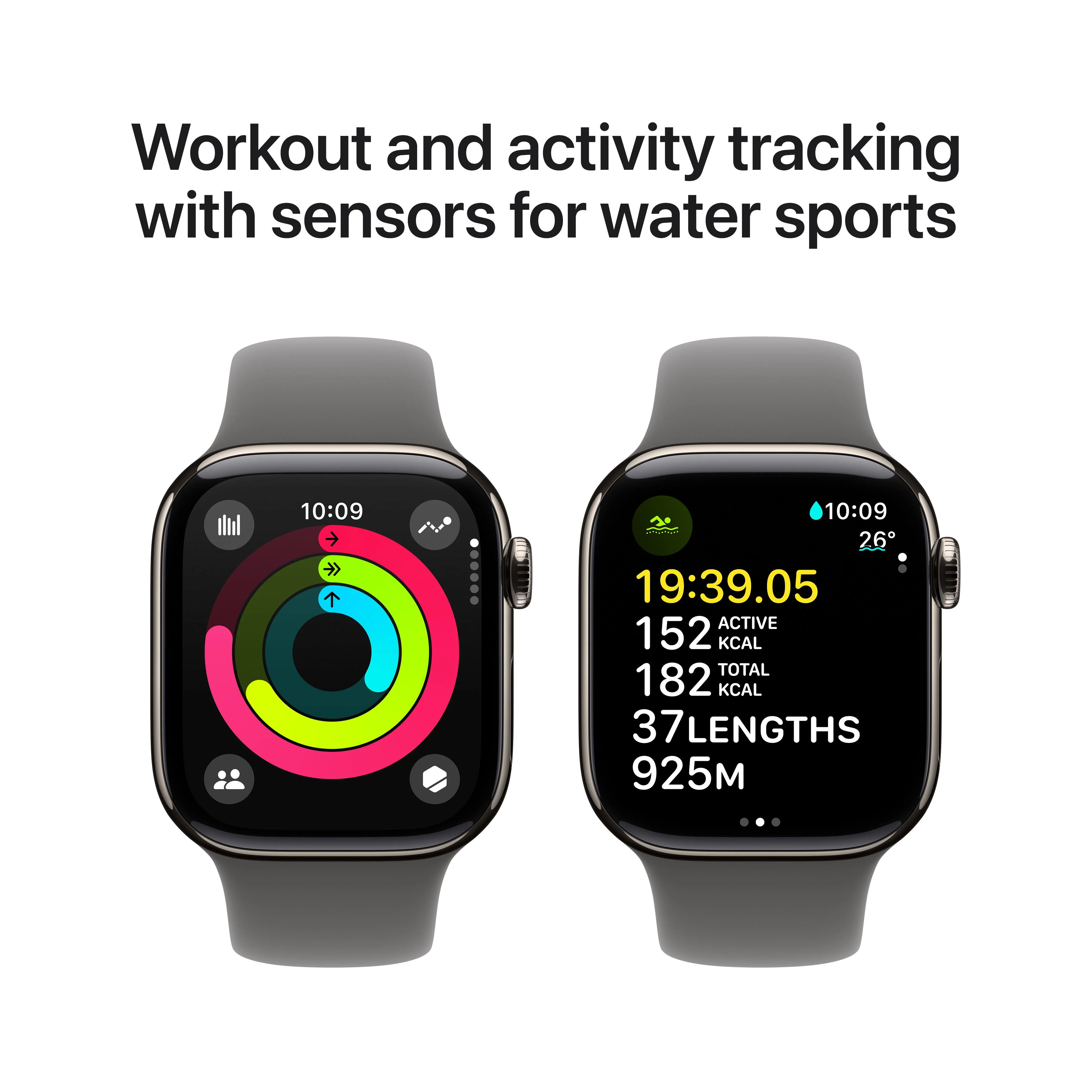 Apple Watch Series 10 GPS + Cellular 42mm Natural Titanium Case with Stone Grey Sport Band - M/L - Image 4