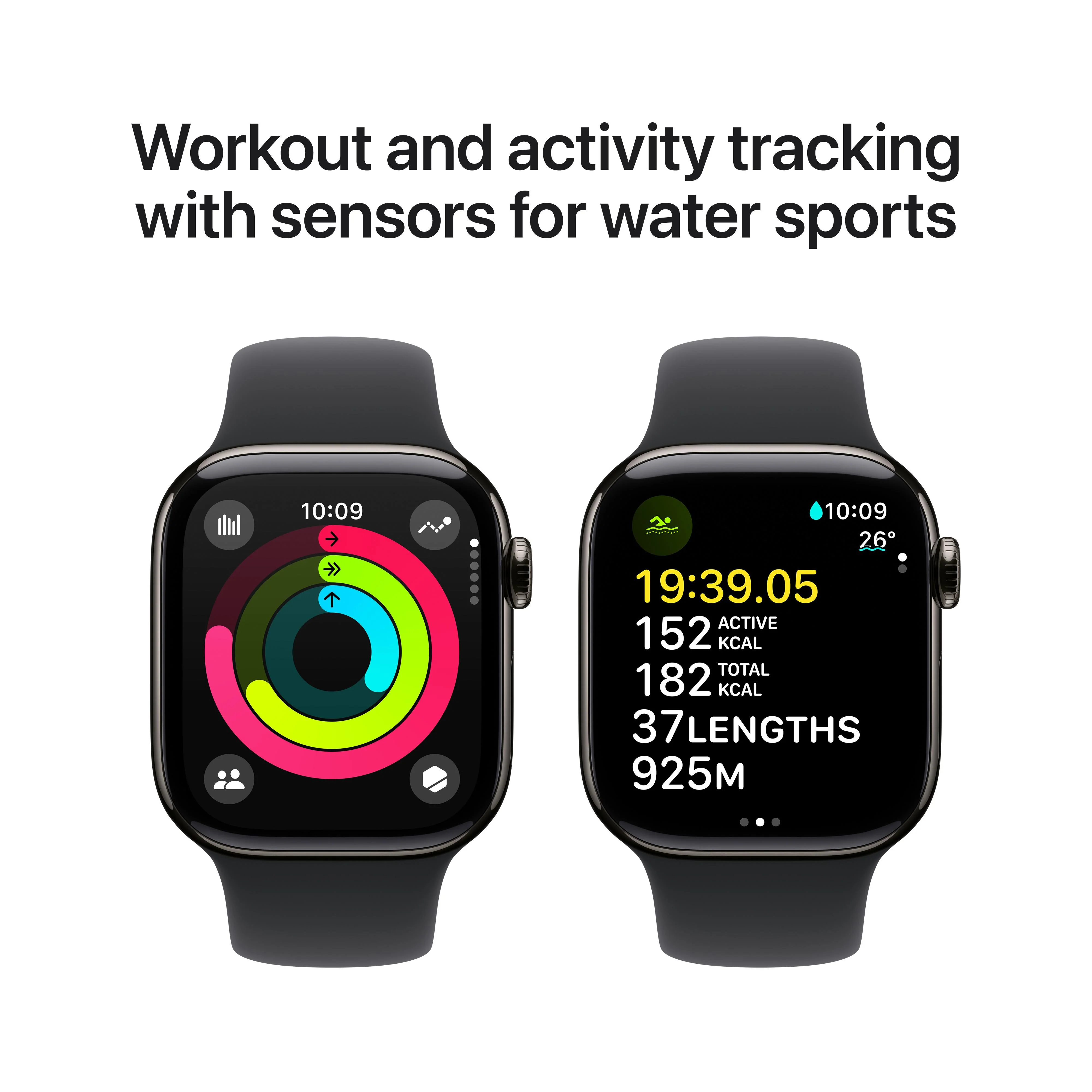 Apple Watch Series 10 GPS + Cellular 42mm Slate Titanium Case with Black Sport Band - S/M - Image 4