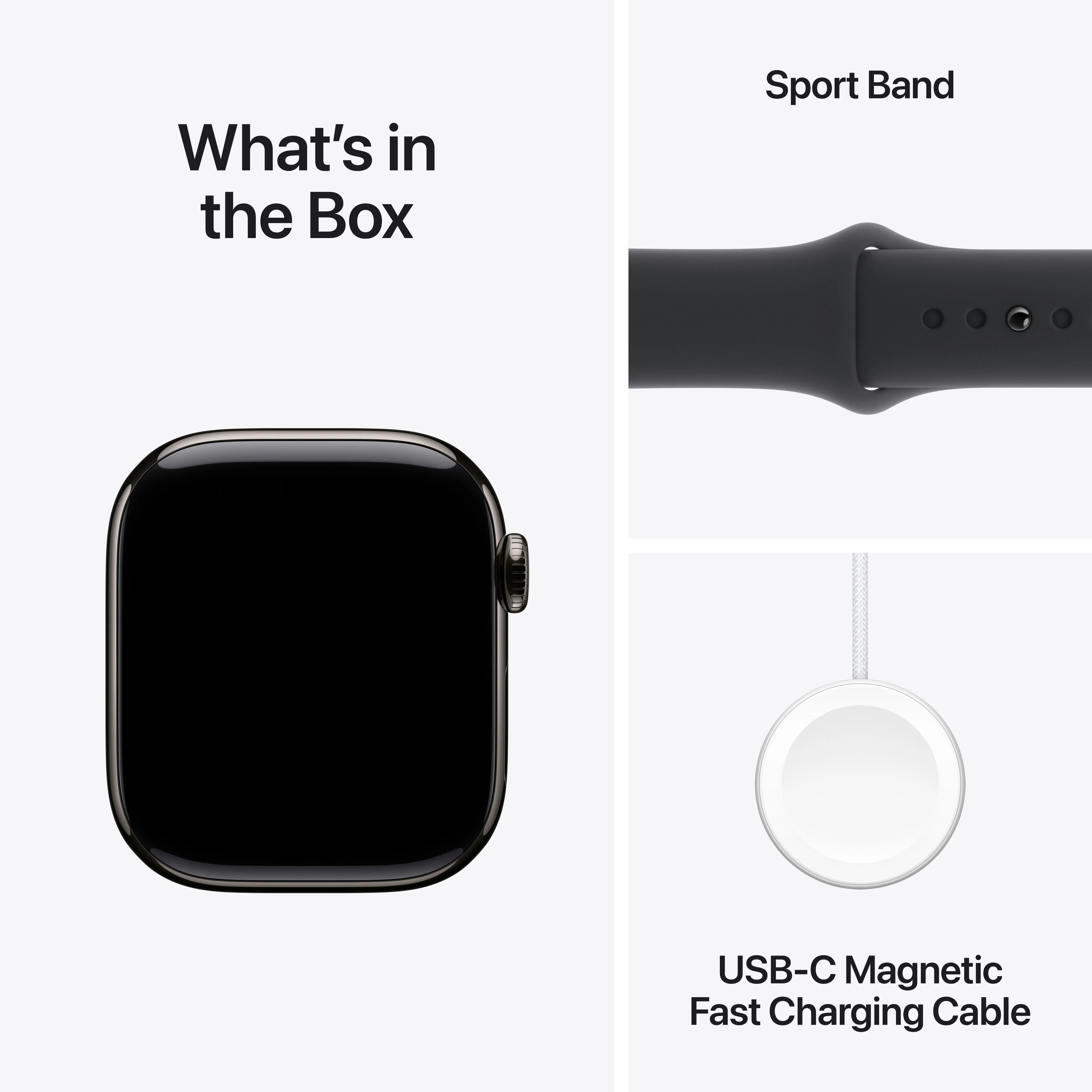 Apple Watch Series 10 GPS + Cellular 42mm Slate Titanium Case with Black Sport Band - S/M - Image 9
