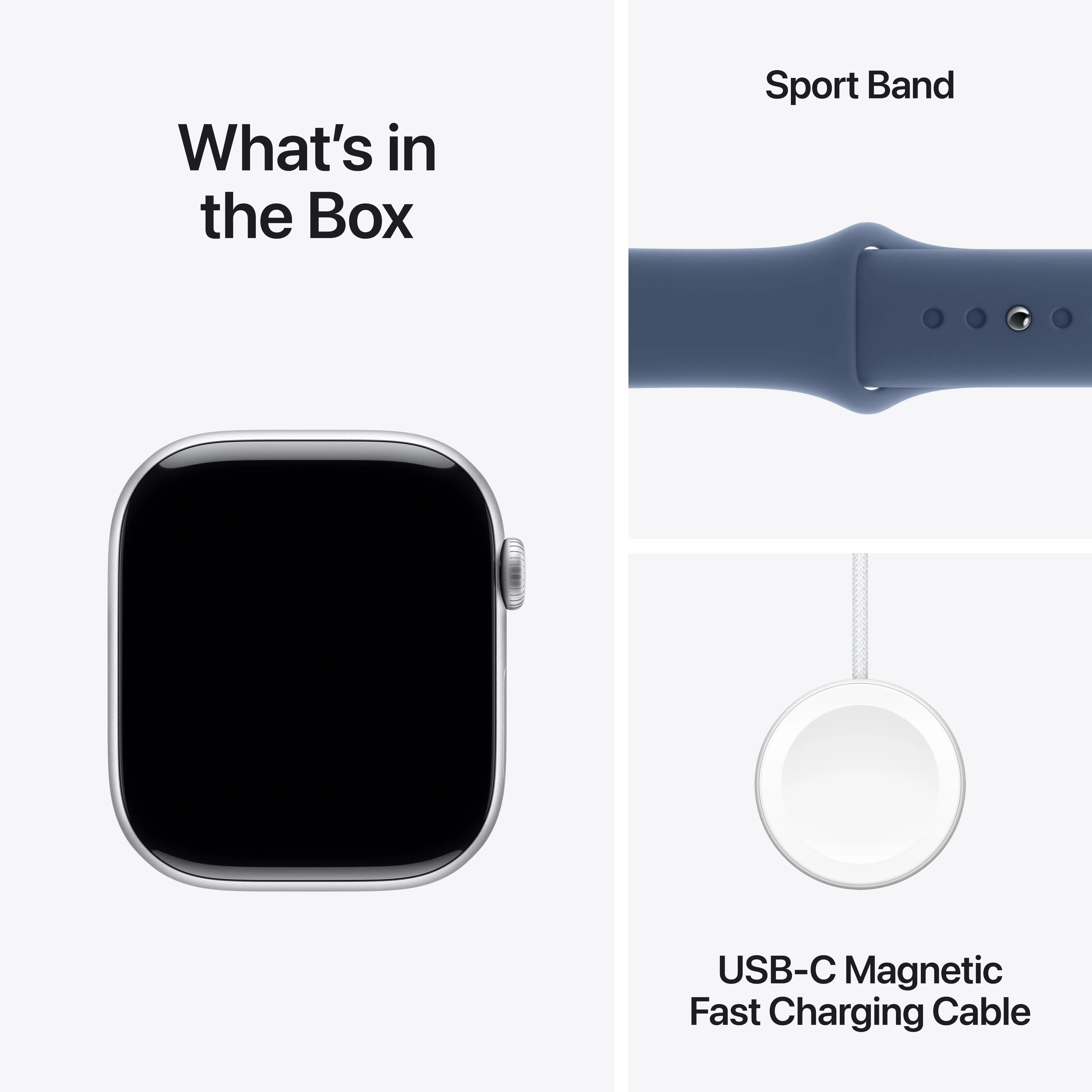 Apple Watch Series 10 GPS + Cellular 46mm Silver Aluminium Case with Denim Sport Band - S/M - Image 9