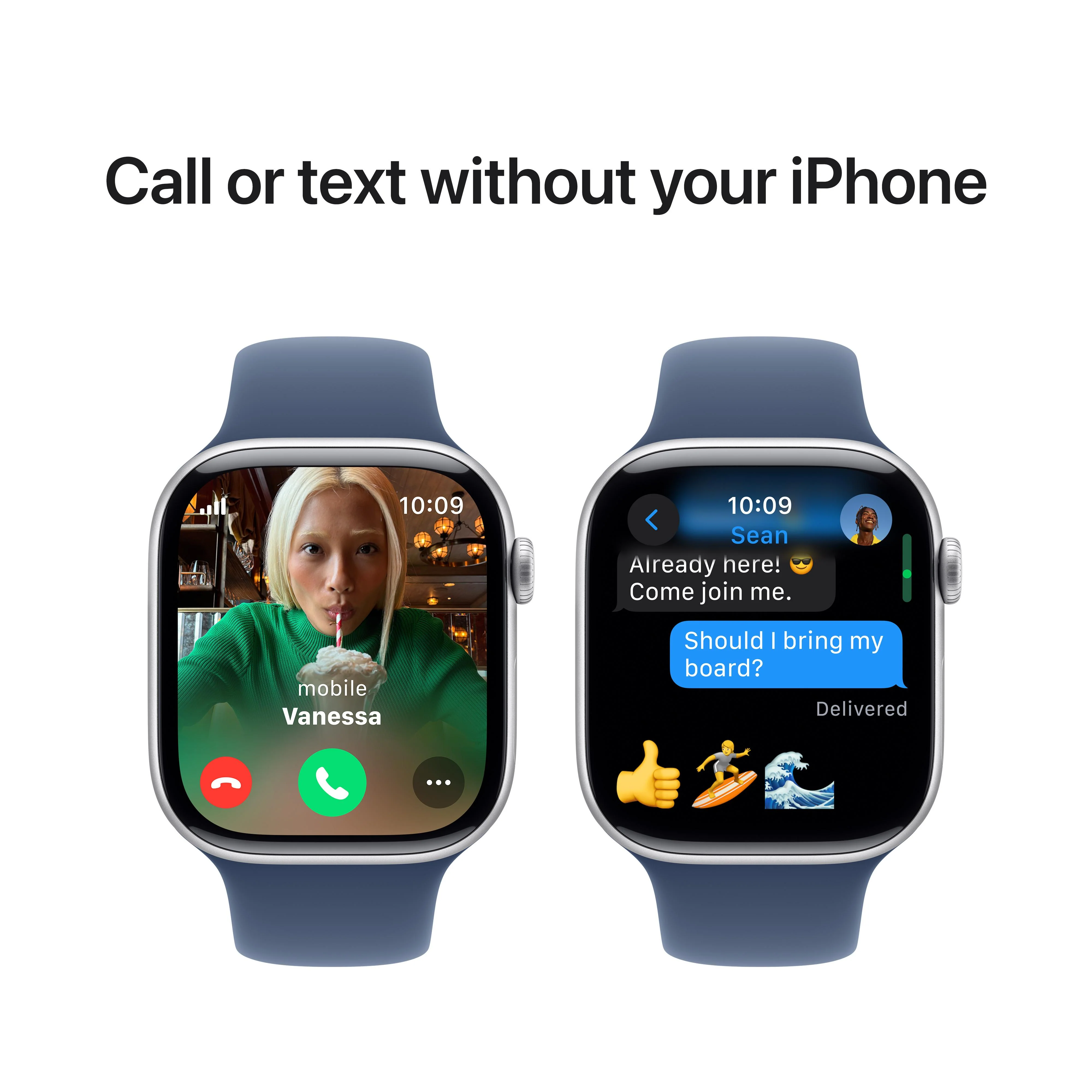 Apple Watch Series 10 GPS + Cellular 46mm Silver Aluminium Case with Denim Sport Band - M/L - Image 7