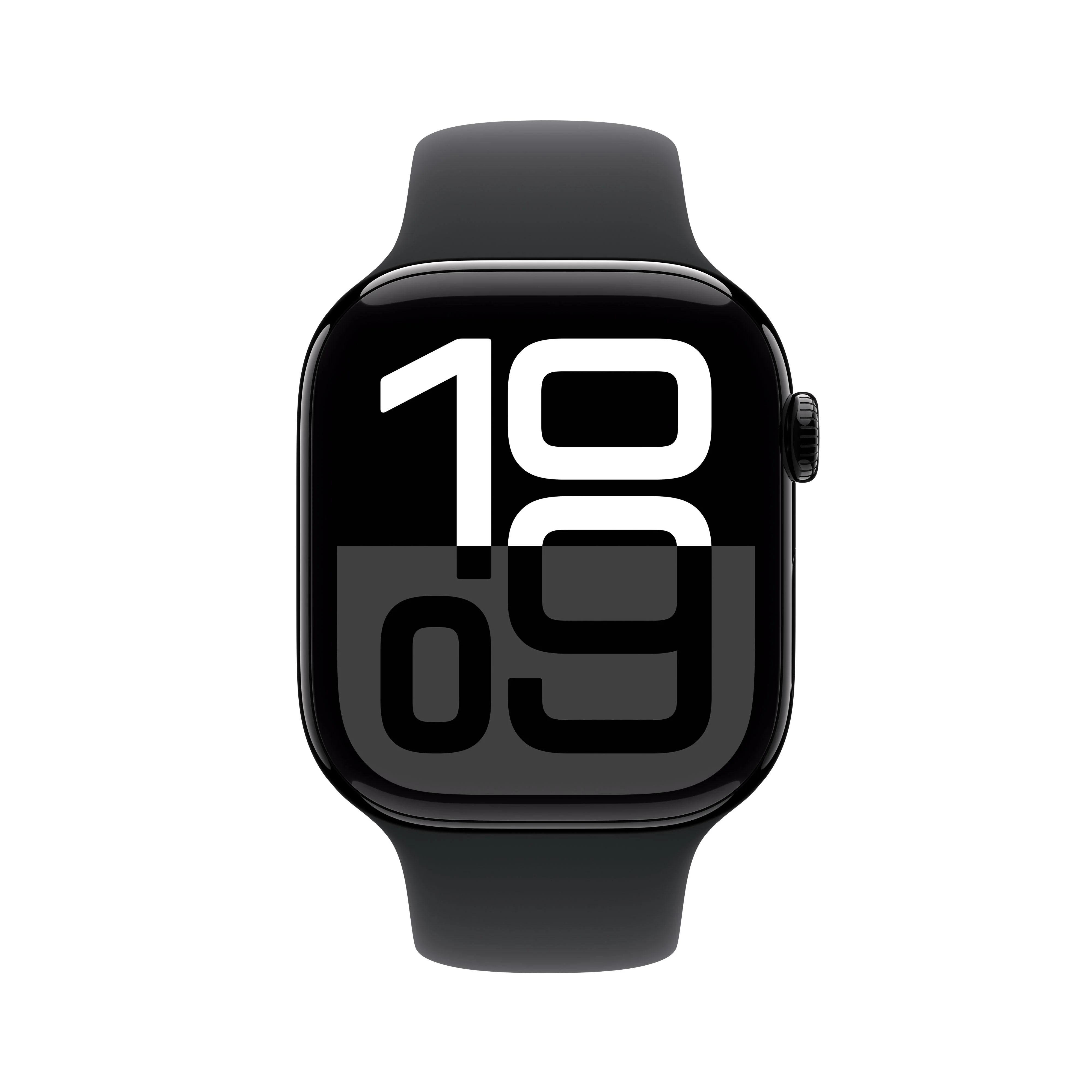 Apple Watch Series 10 GPS + Cellular 46mm Jet Black Aluminium Case with Black Sport Band - M/L - Image 2