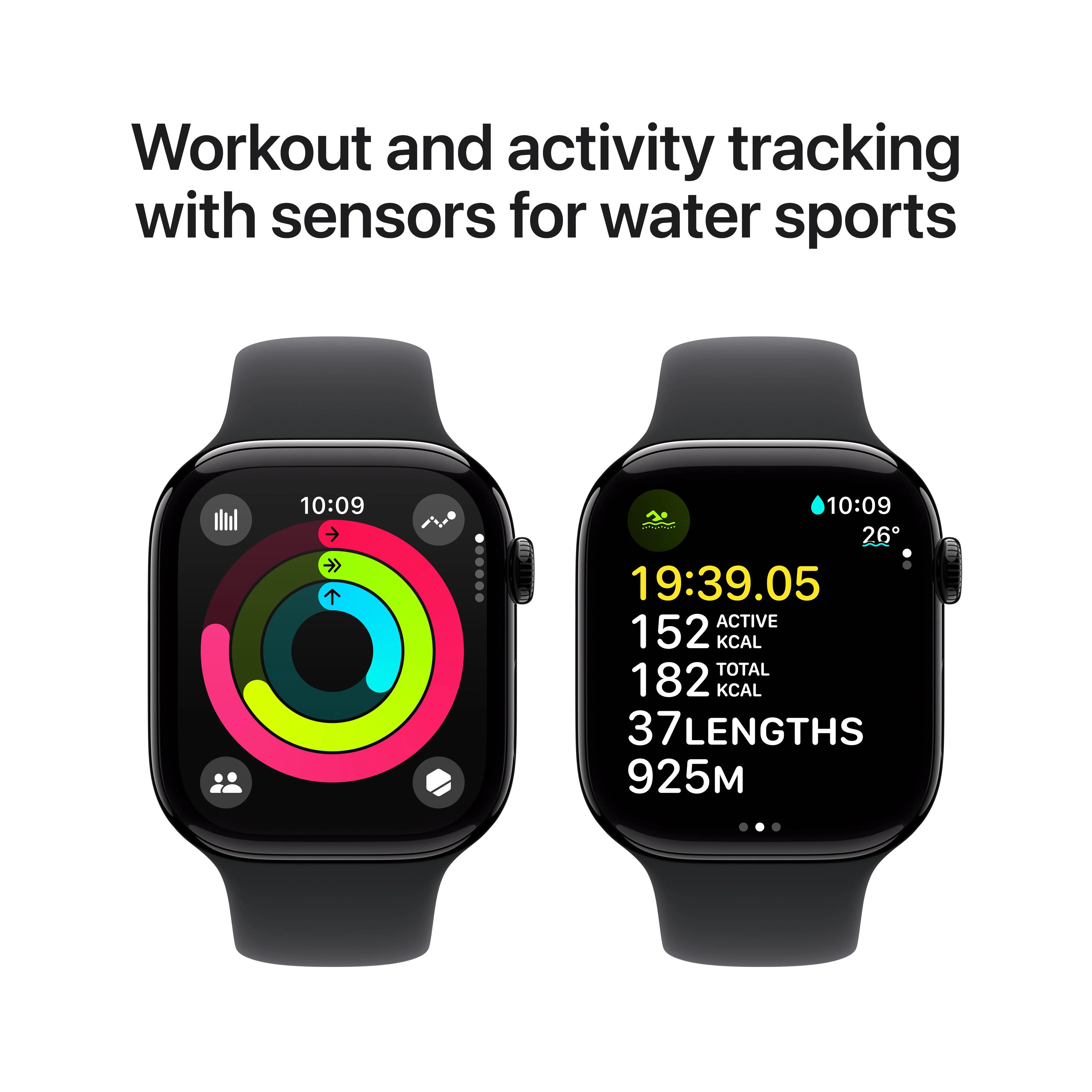Apple Watch Series 10 GPS + Cellular 46mm Jet Black Aluminium Case with Black Sport Band - M/L - Image 4