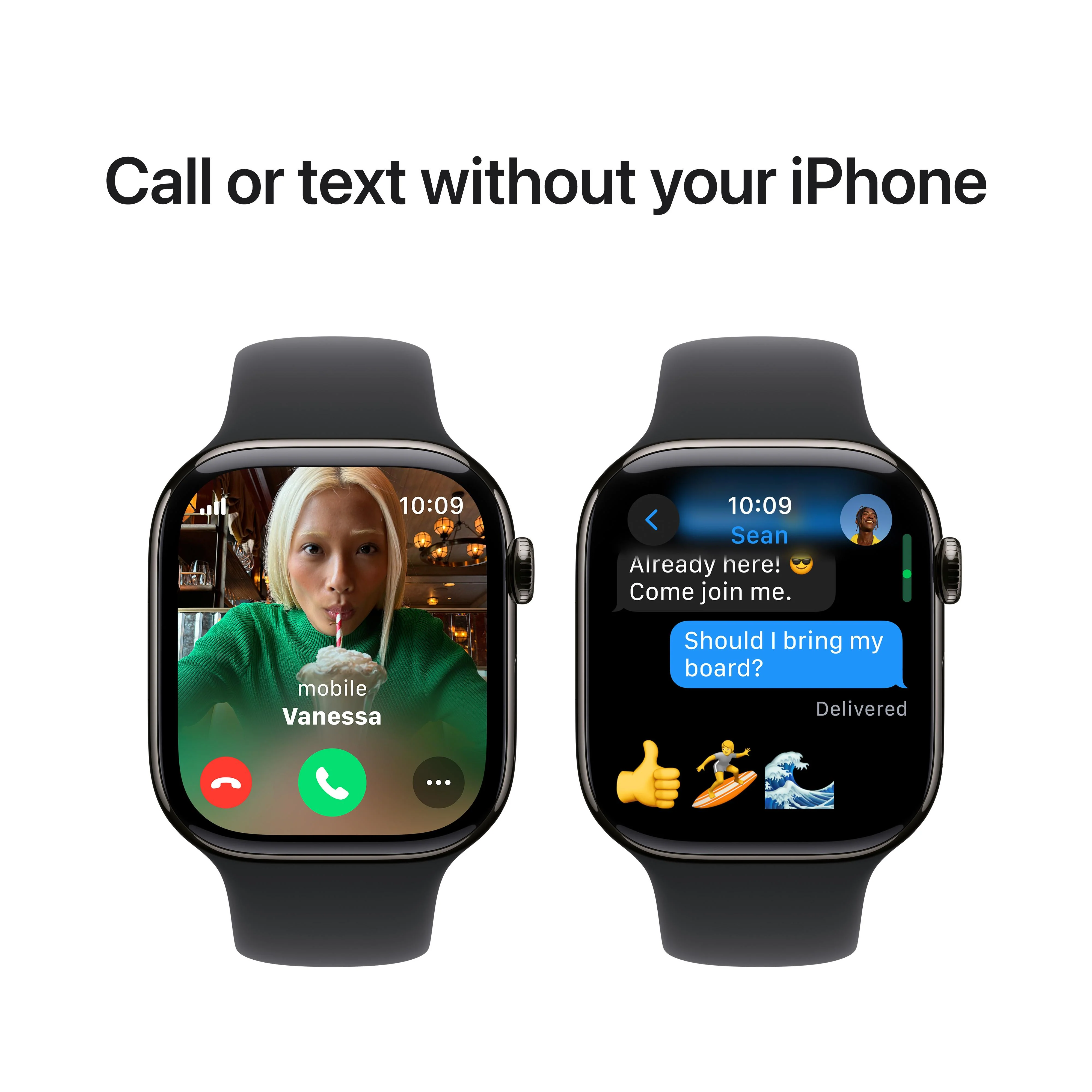 Apple Watch Series 10 GPS + Cellular 46mm Slate Titanium Case with Black Sport Band - S/M - Image 7