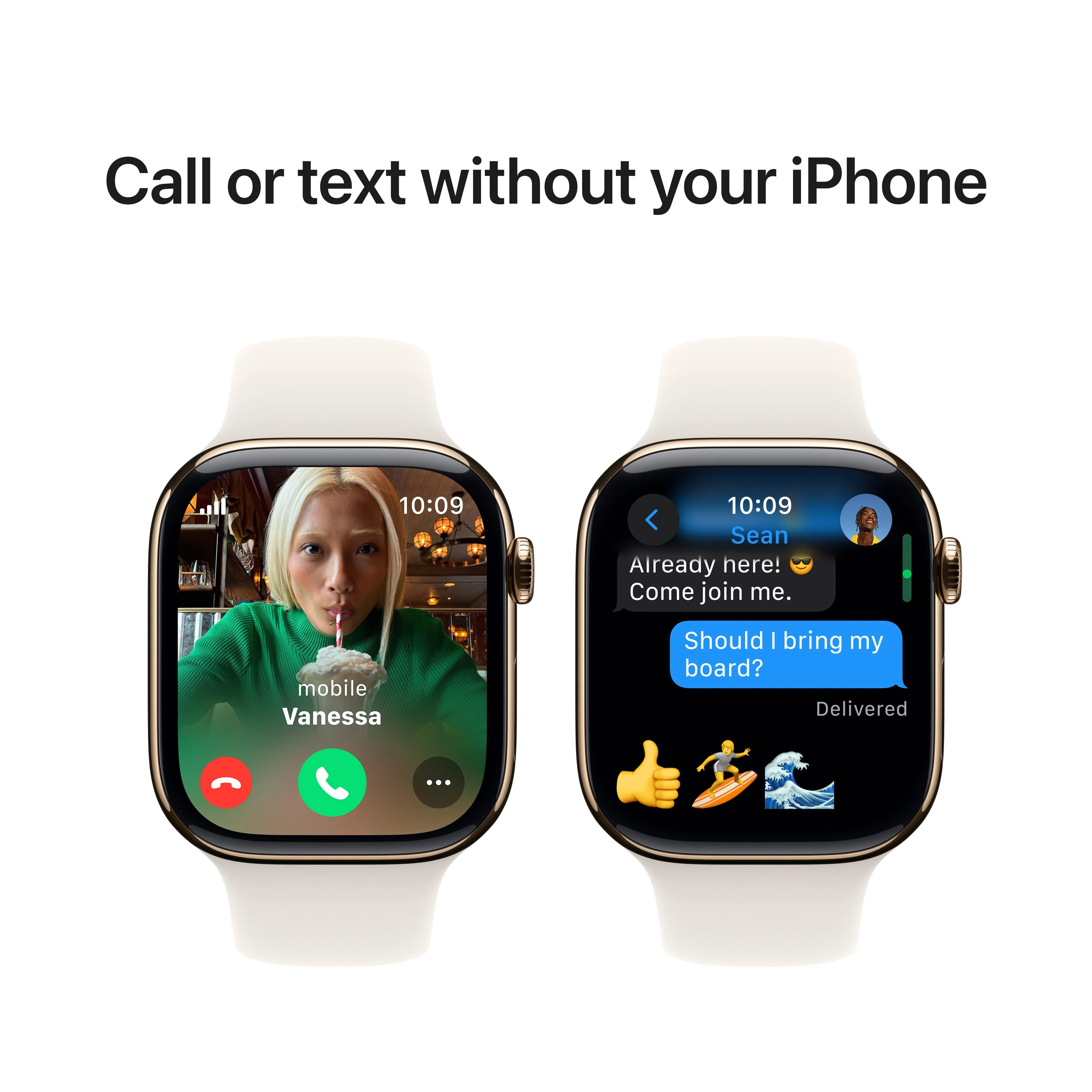 Apple Watch Series 10 GPS + Cellular 46mm Gold Titanium Case with Starlight Sport Band - M/L - Image 7