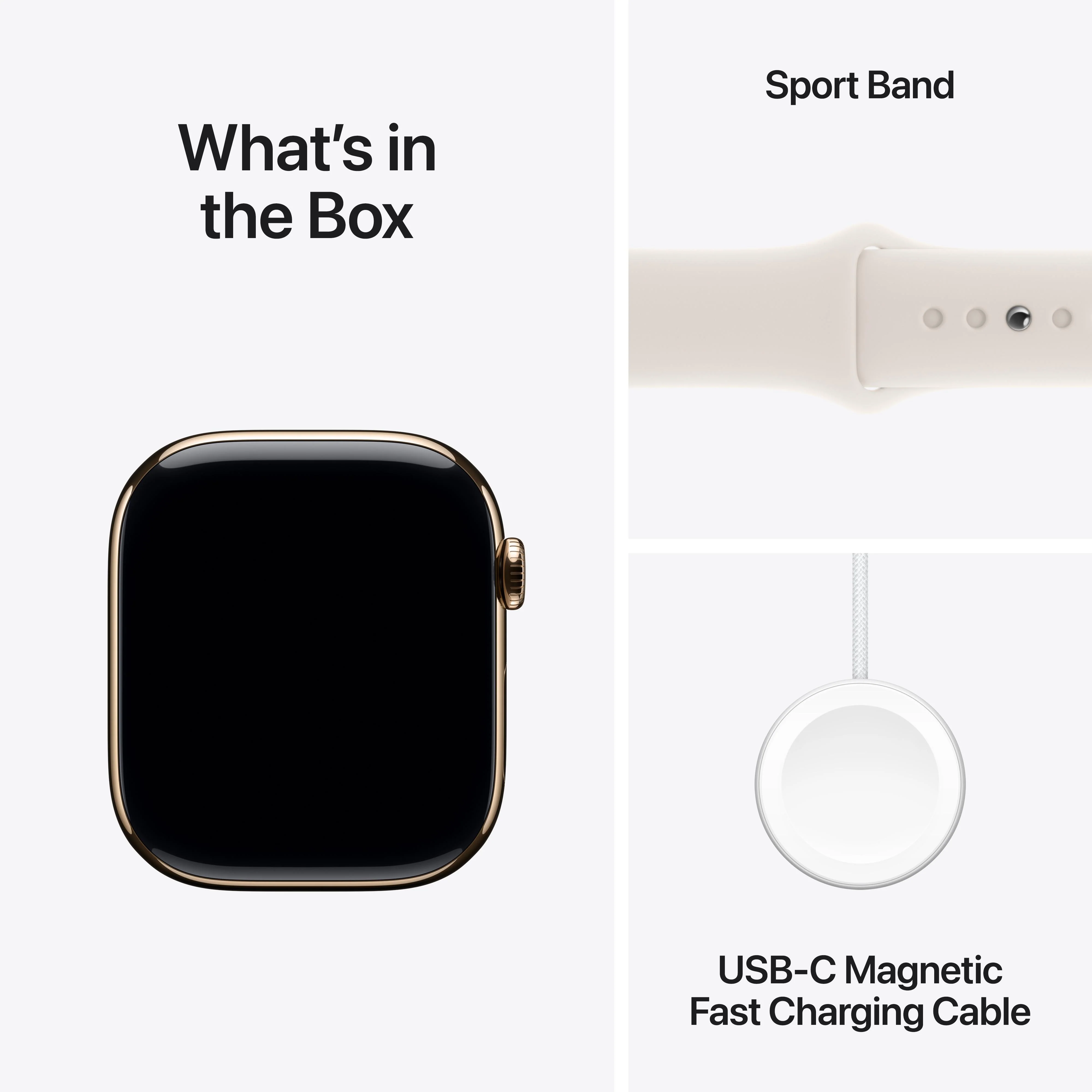 Apple Watch Series 10 GPS + Cellular 46mm Gold Titanium Case with Starlight Sport Band - M/L - Image 9
