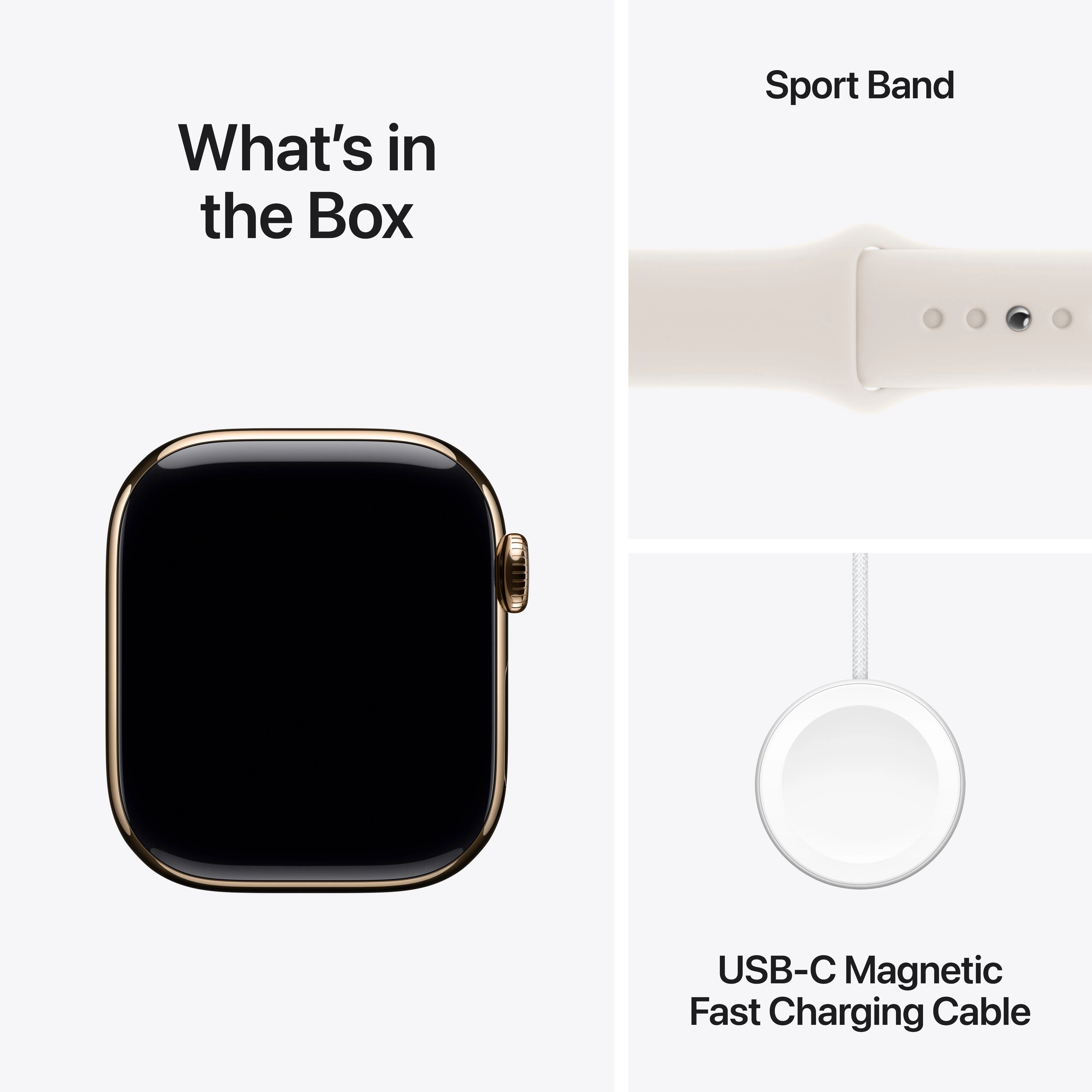 Apple Watch Series 10 GPS + Cellular 42mm Gold Titanium Case with Starlight Sport Band - S/M - Image 9