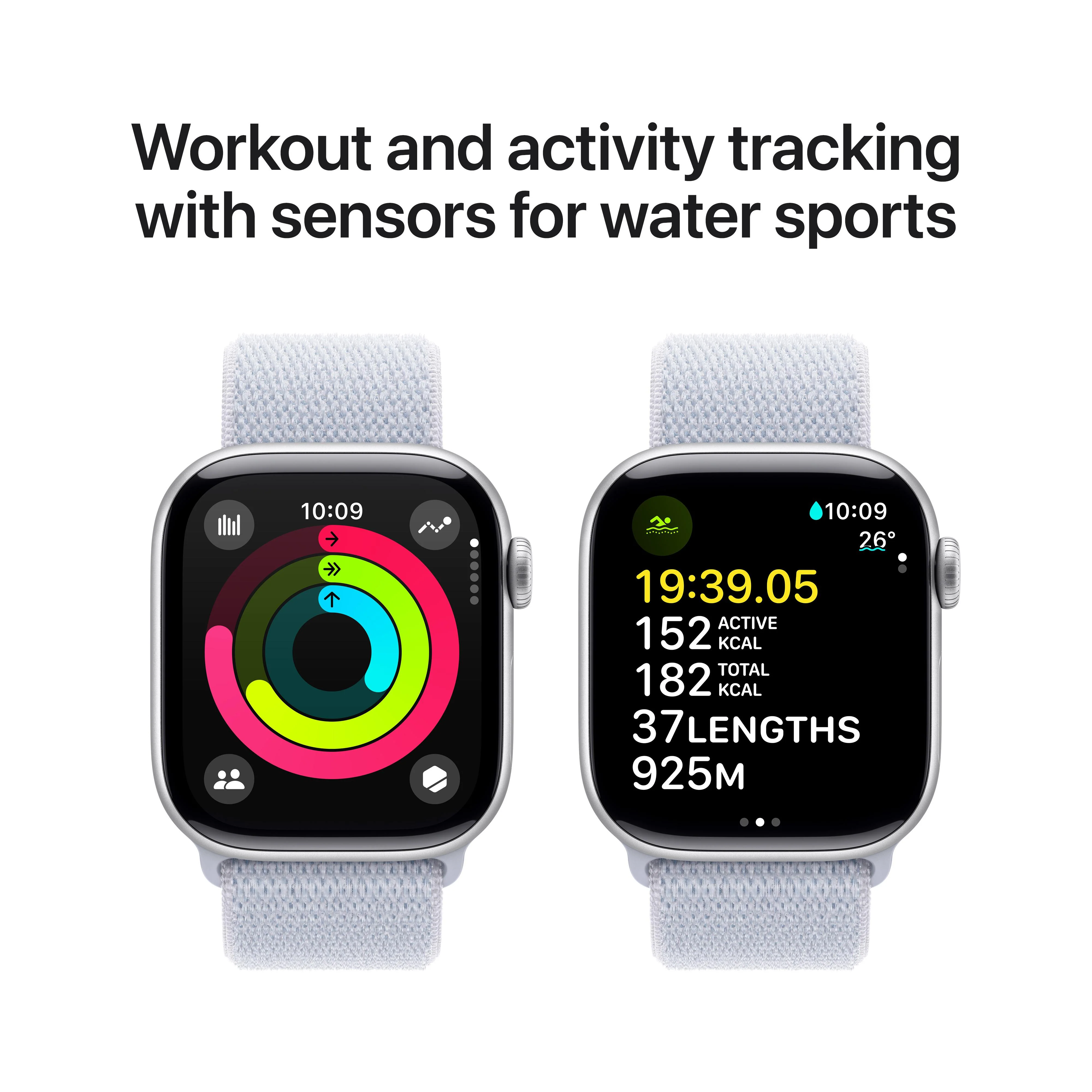 Apple Watch Series 10 GPS + Cellular 42mm Silver Aluminium Case with Blue Cloud Sport Loop - Image 4