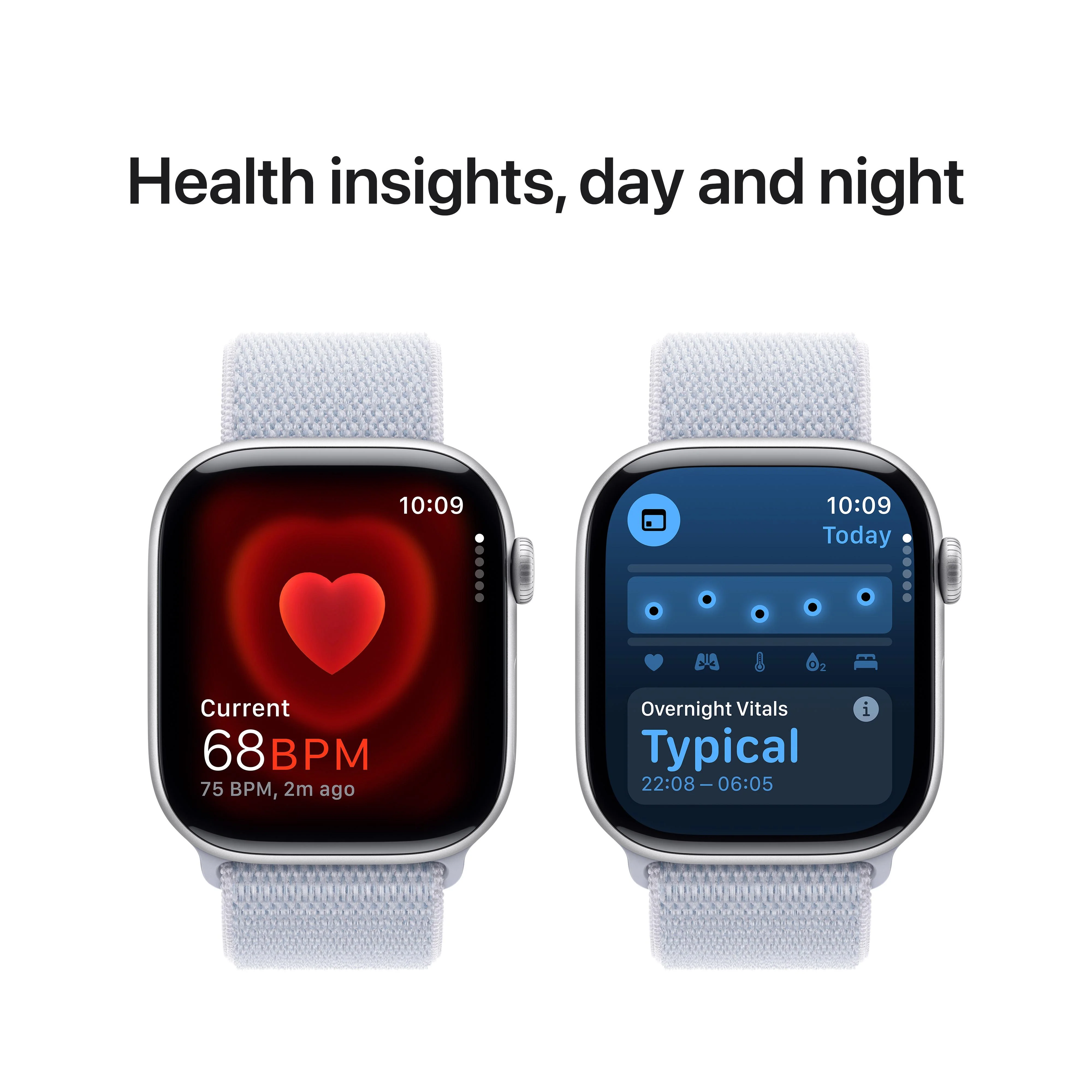 Apple Watch Series 10 GPS + Cellular 46mm Silver Aluminium Case with Blue Cloud Sport Loop - Image 5