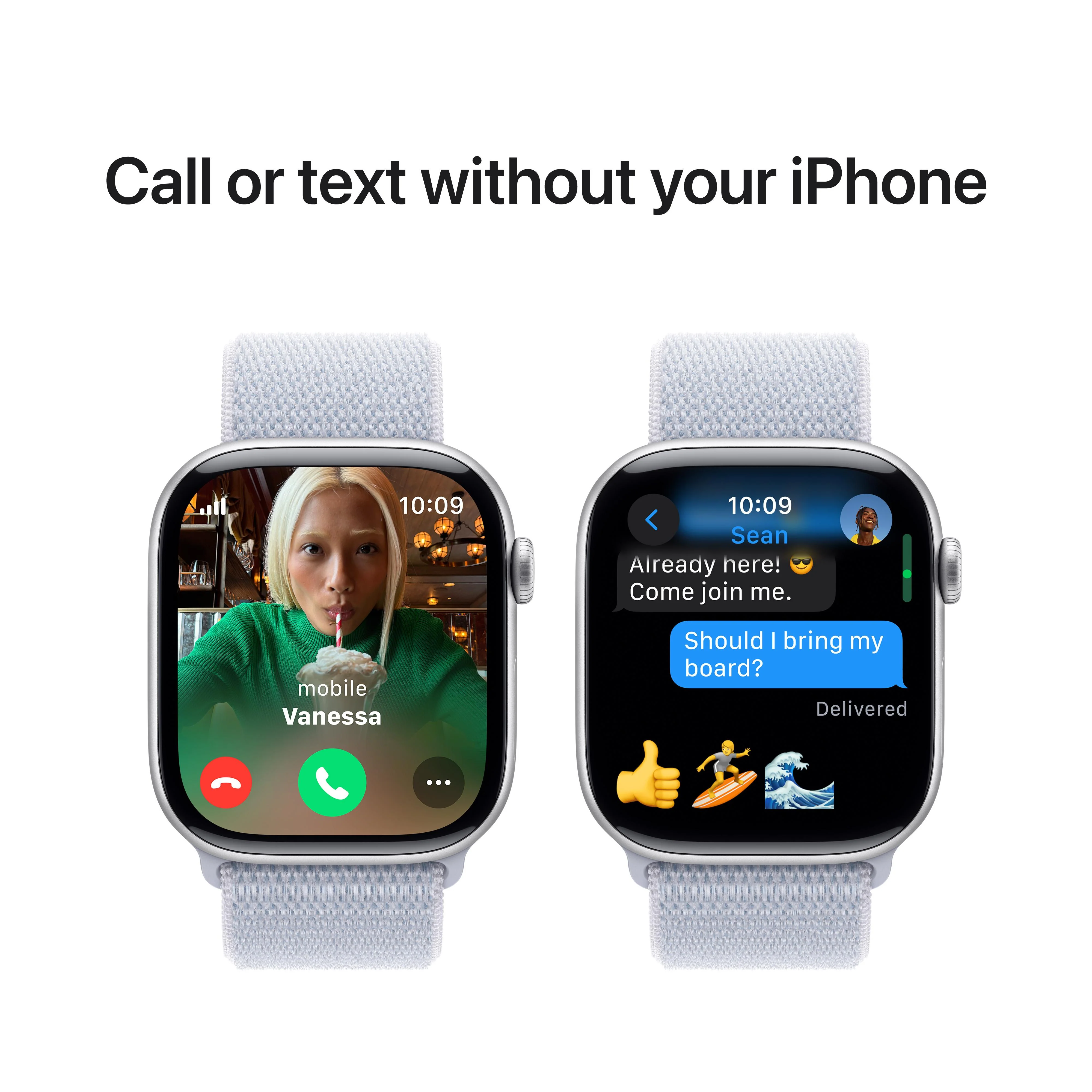 Apple Watch Series 10 GPS + Cellular 46mm Silver Aluminium Case with Blue Cloud Sport Loop - Image 7