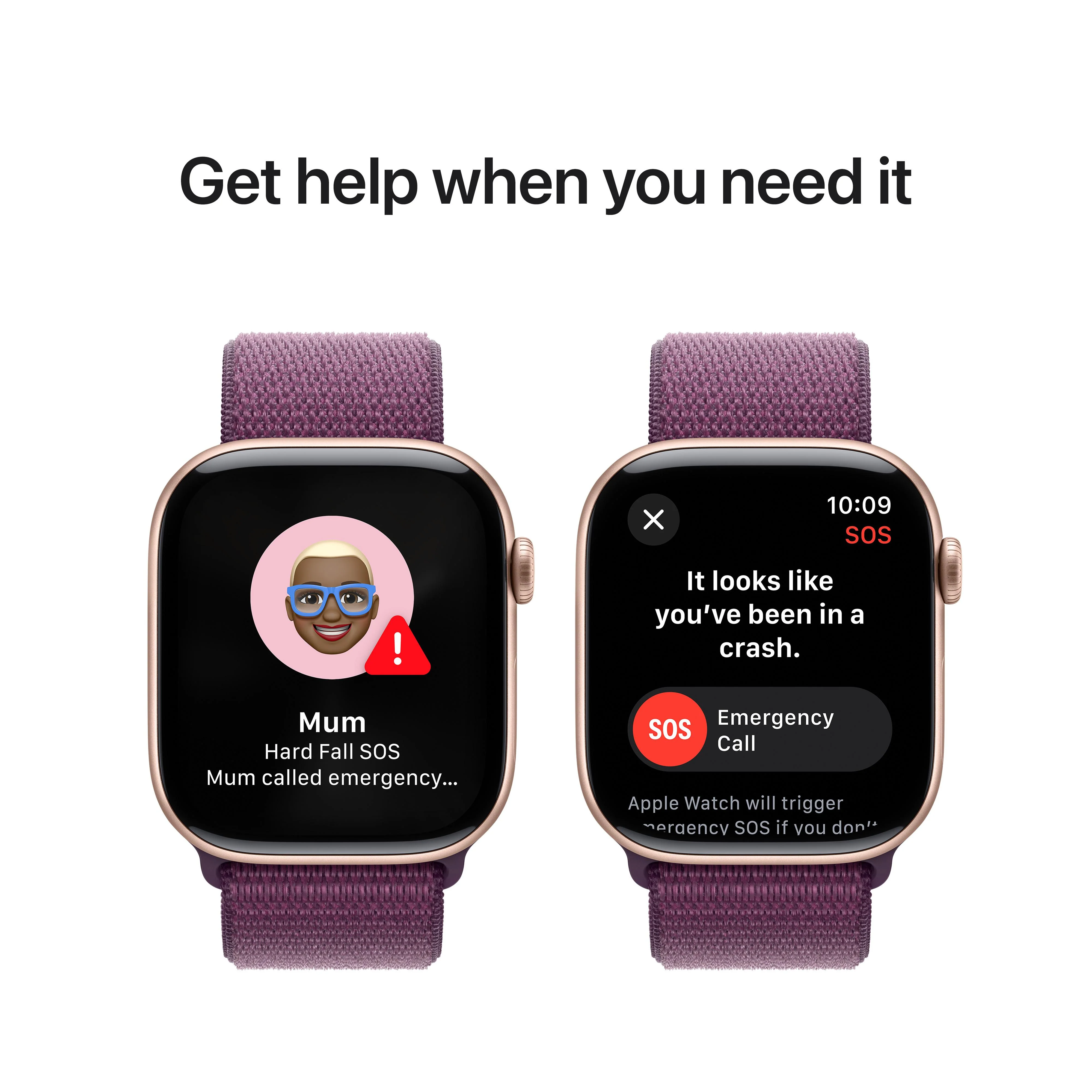 Apple Watch Series 10 GPS + Cellular 46mm Rose Gold Aluminium Case with Plum Sport Loop - Image 6
