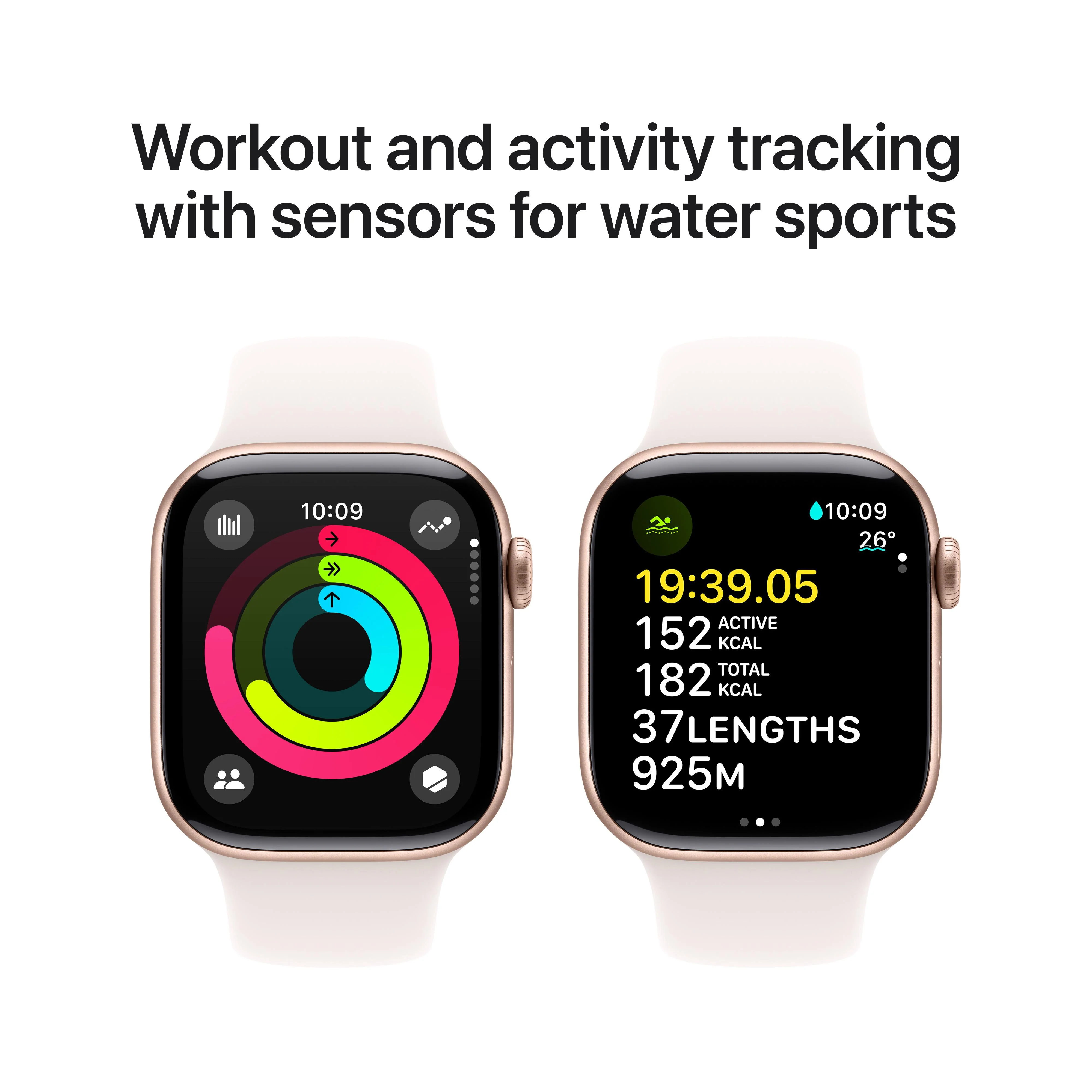 Apple Watch Series 10 GPS 42mm Rose Gold Aluminium Case with Light Blush Sport Band - S/M - Image 4