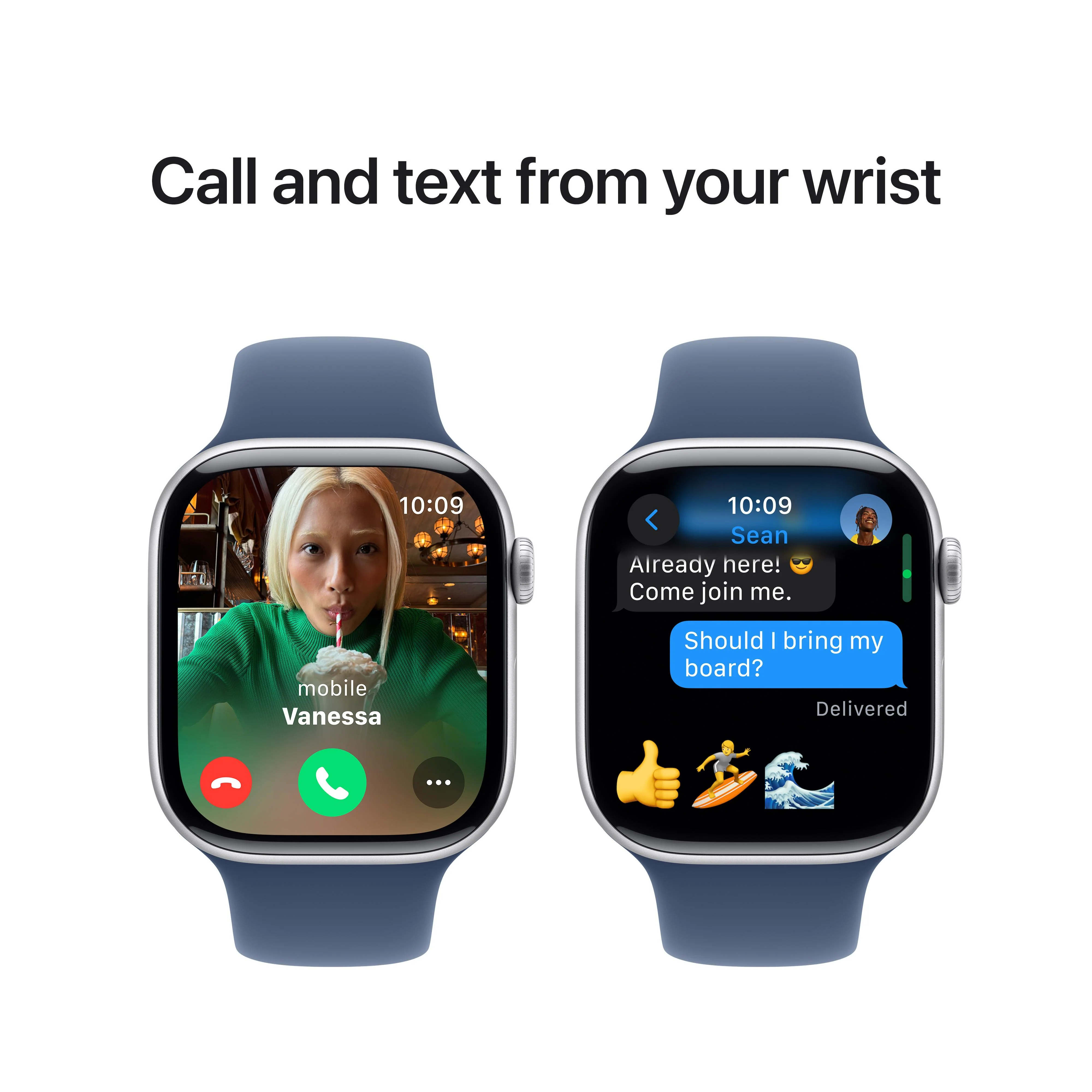 Apple Watch Series 10 GPS 46mm Silver Aluminium Case with Denim Sport Band - S/M - Image 7