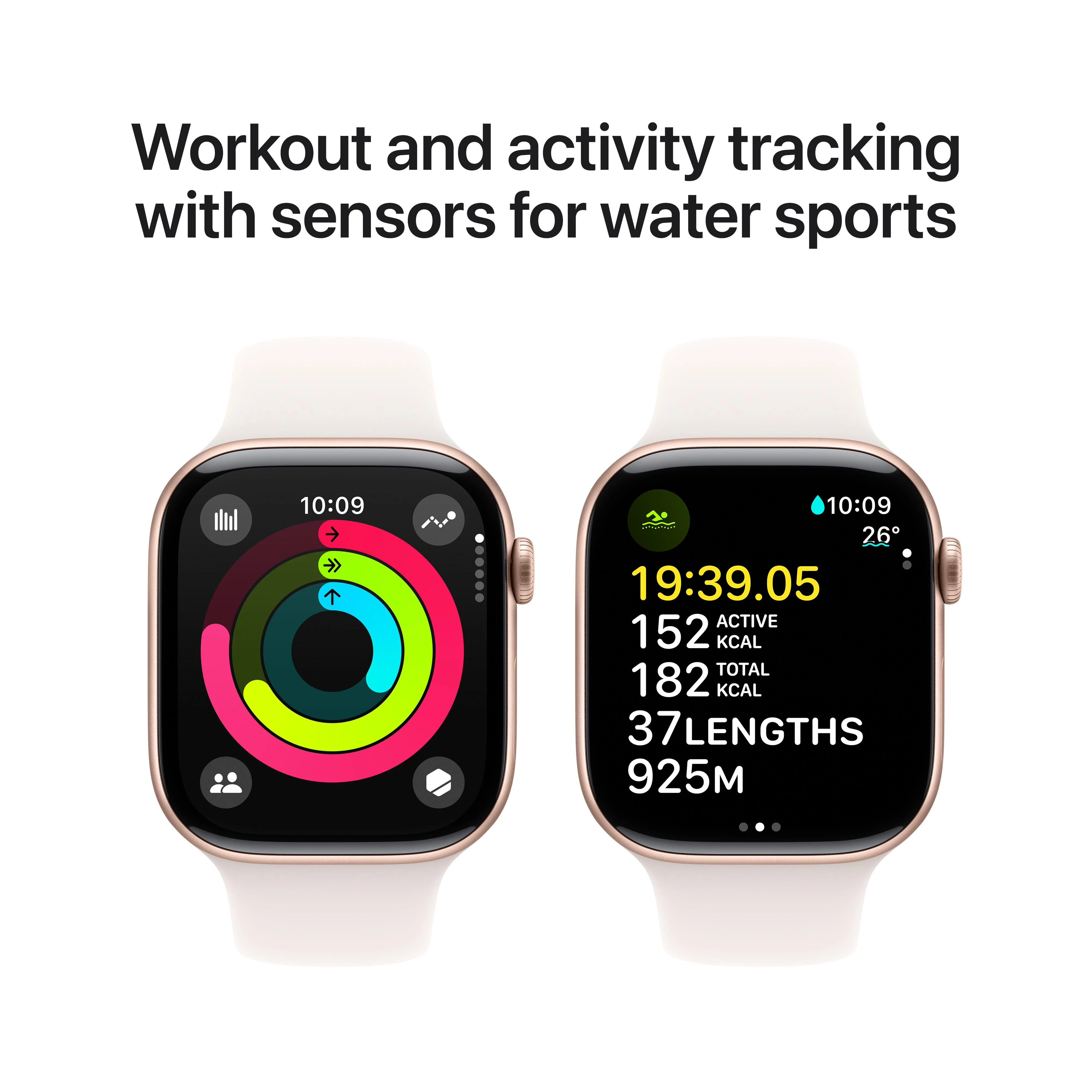 Apple Watch Series 10 GPS 46mm Rose Gold Aluminium Case with Light Blush Sport Band - M/L - Image 4
