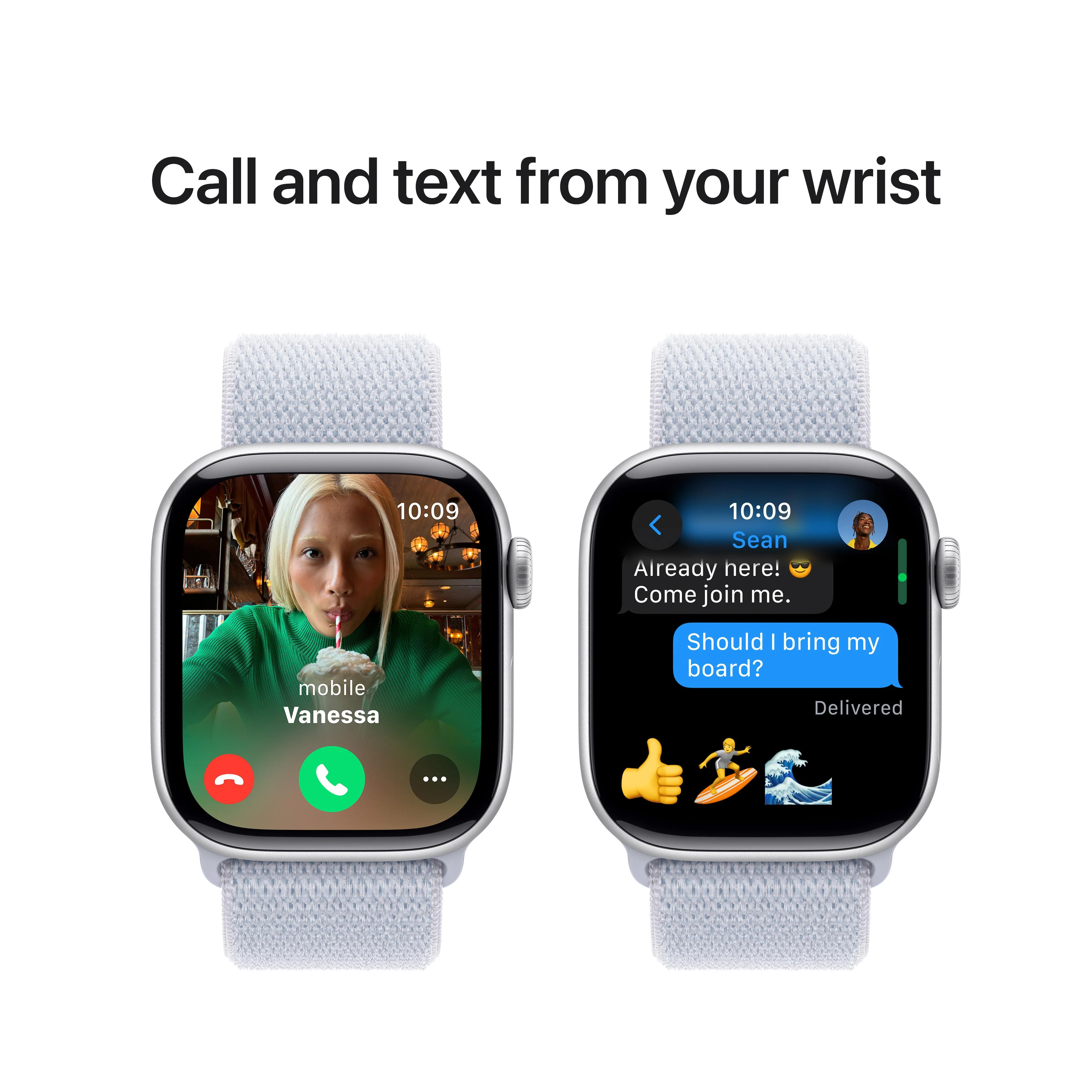 Apple Watch Series 10 GPS 42mm Silver Aluminium Case with Blue Cloud Sport Loop - Image 7