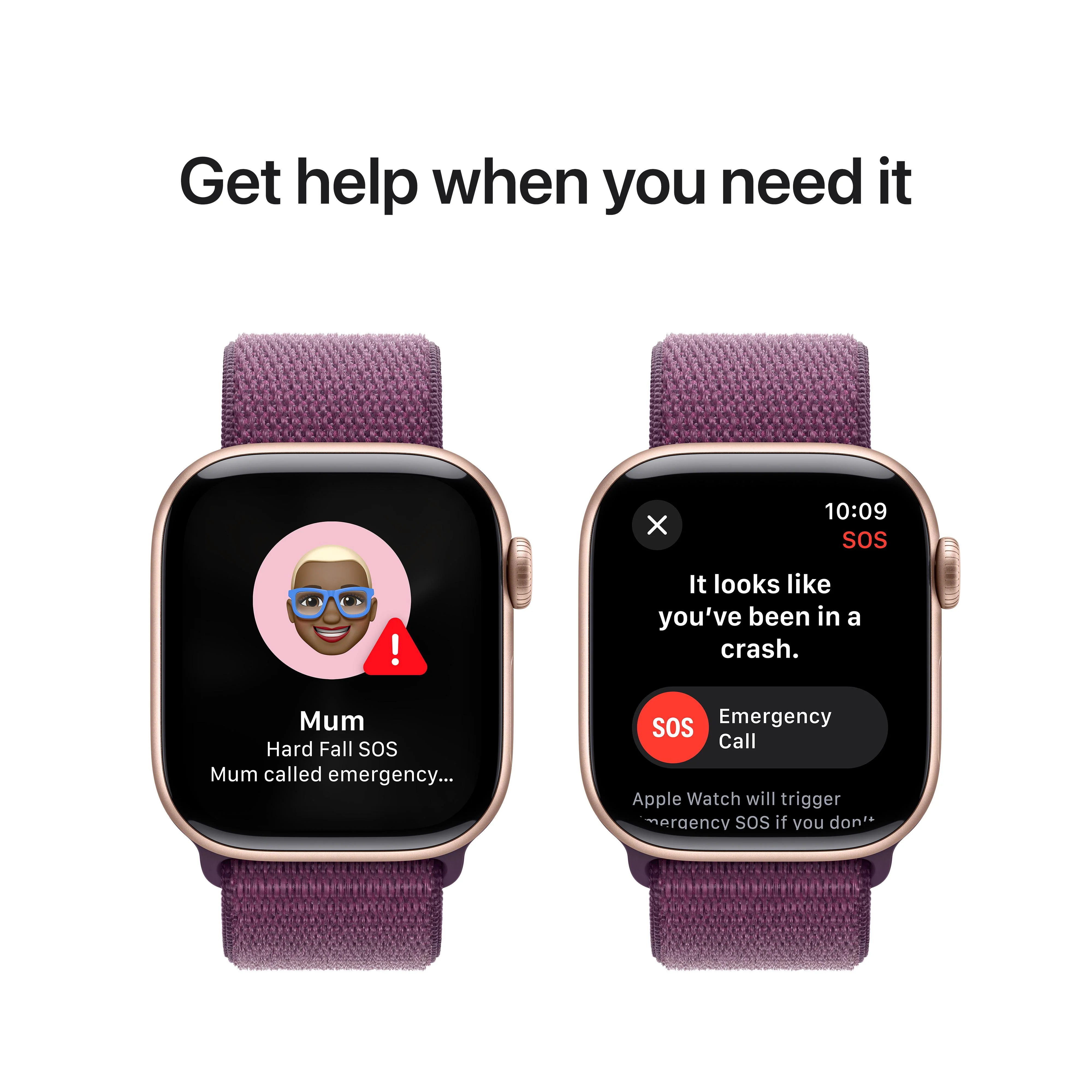 Apple Watch Series 10 GPS 42mm Rose Gold Aluminium Case with Plum Sport Loop - Image 6