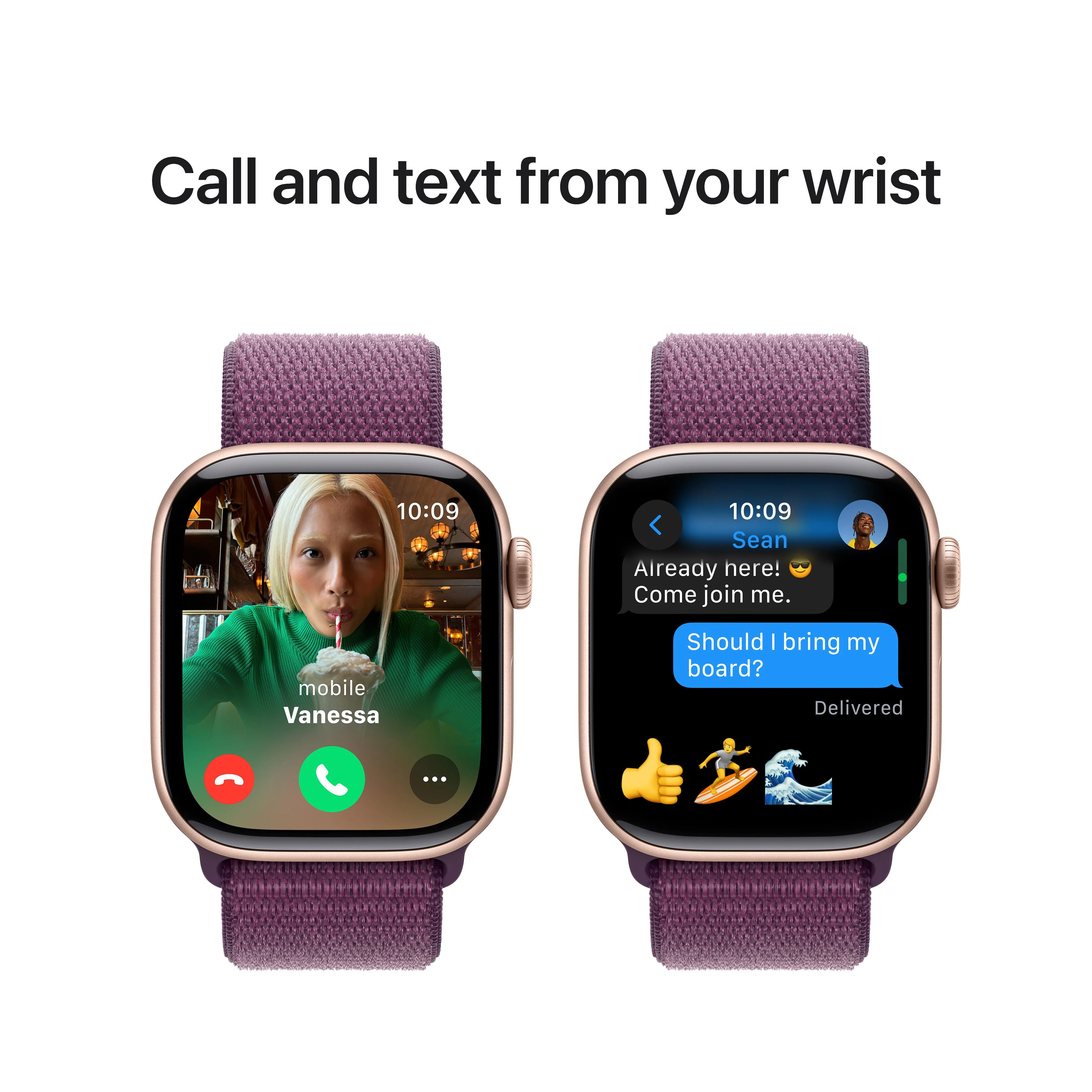 Apple Watch Series 10 GPS 42mm Rose Gold Aluminium Case with Plum Sport Loop - Image 7
