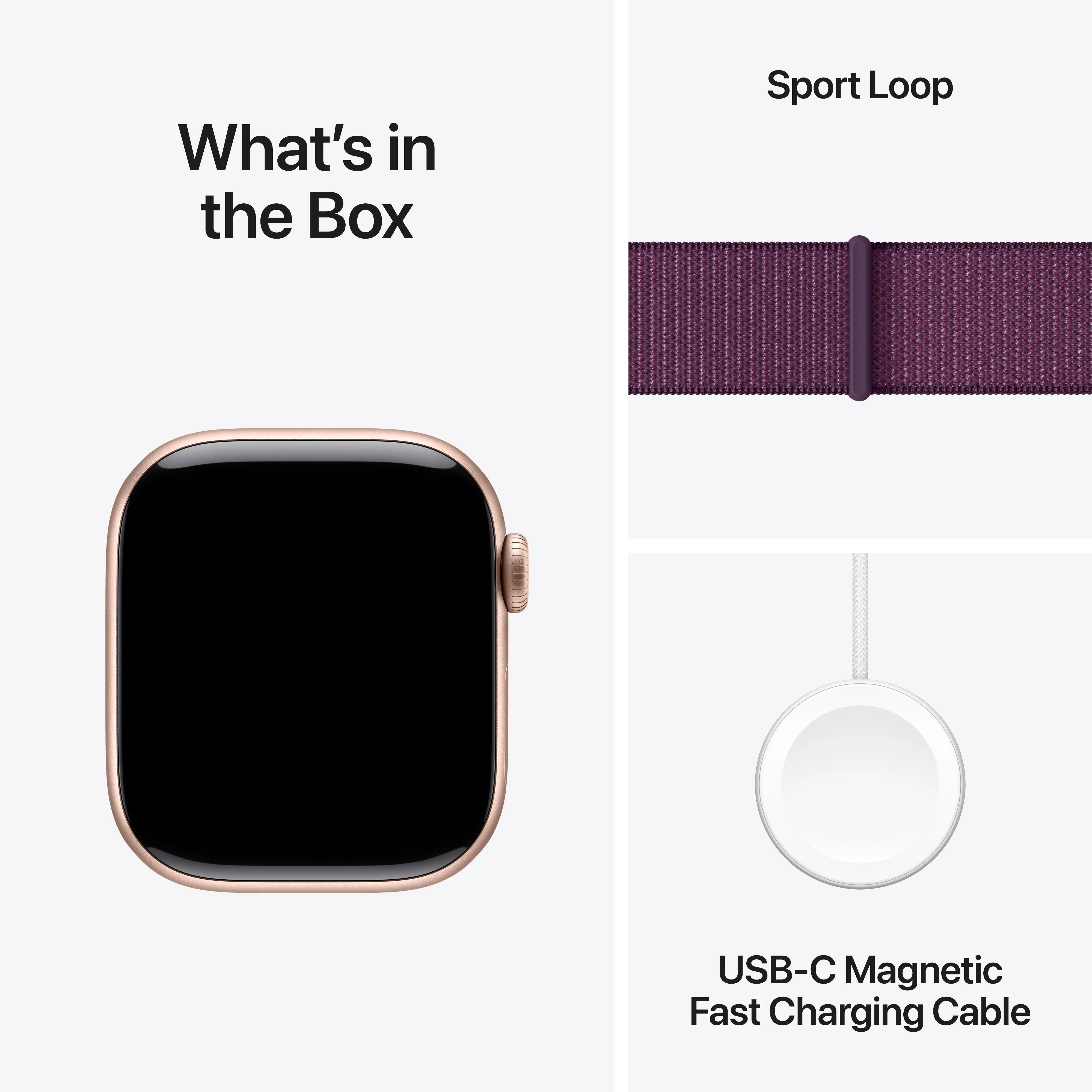 Apple Watch Series 10 GPS 42mm Rose Gold Aluminium Case with Plum Sport Loop - Image 9