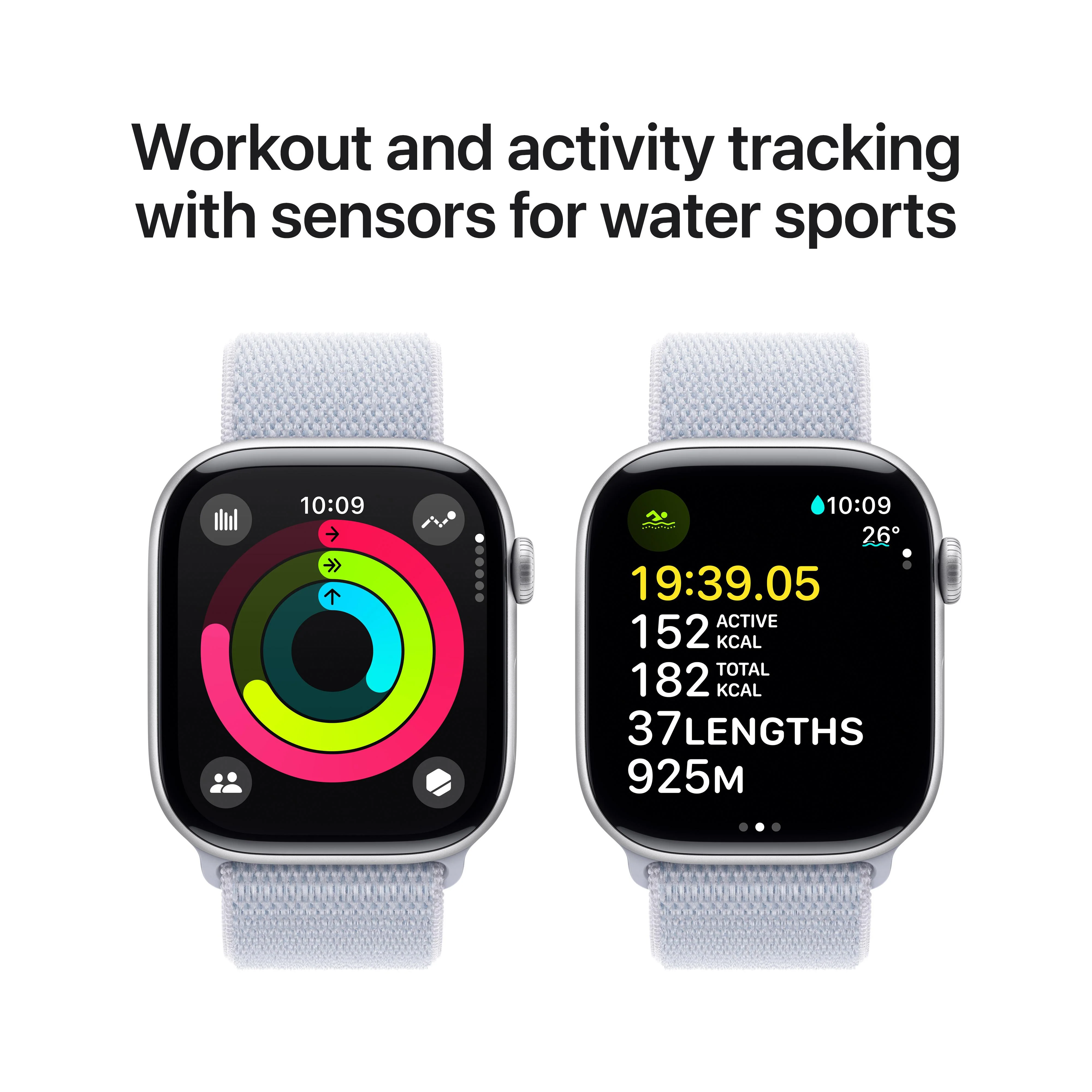 Apple Watch Series 10 GPS 46mm Silver Aluminium Case with Blue Cloud Sport Loop - Image 4
