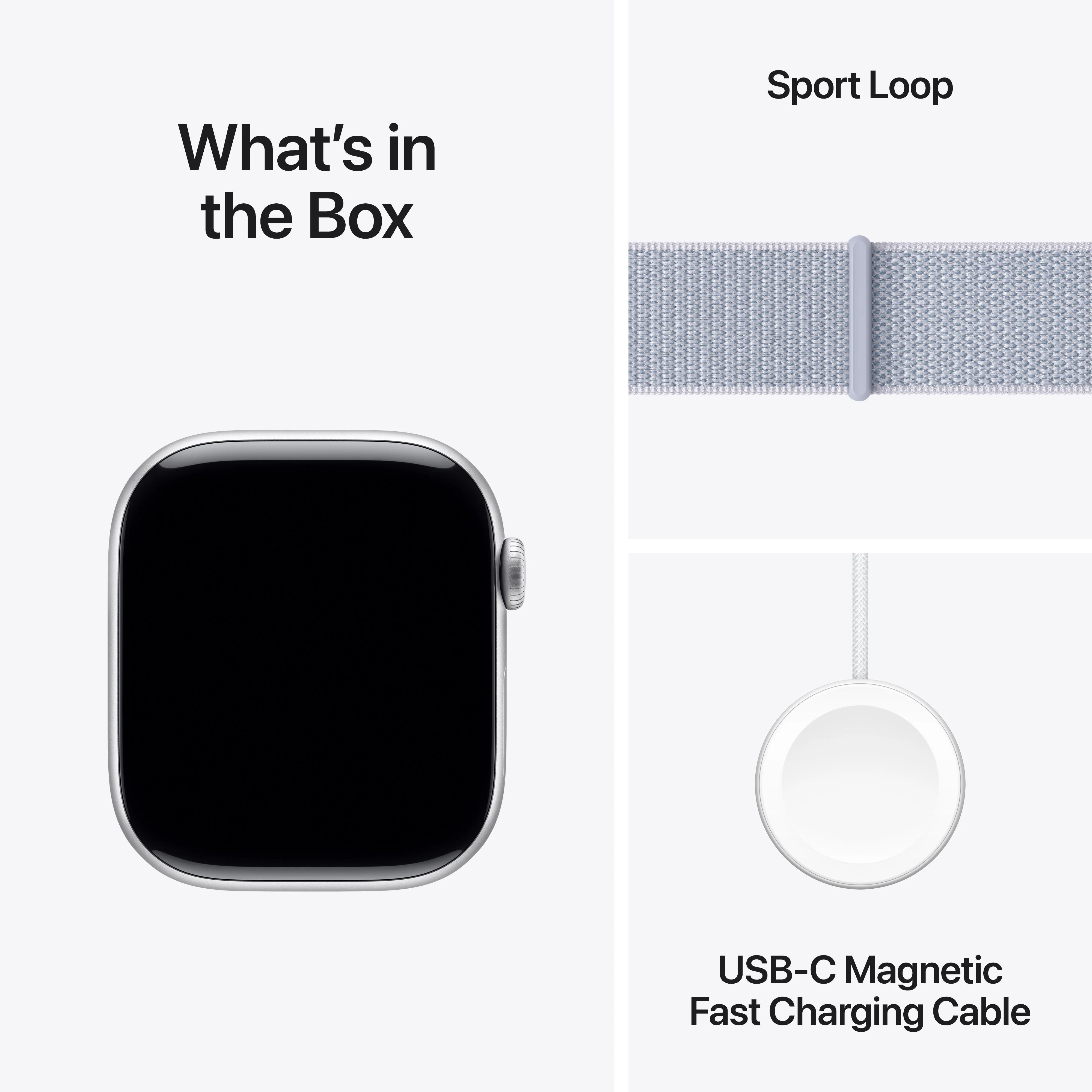 Apple Watch Series 10 GPS 46mm Silver Aluminium Case with Blue Cloud Sport Loop - Image 9