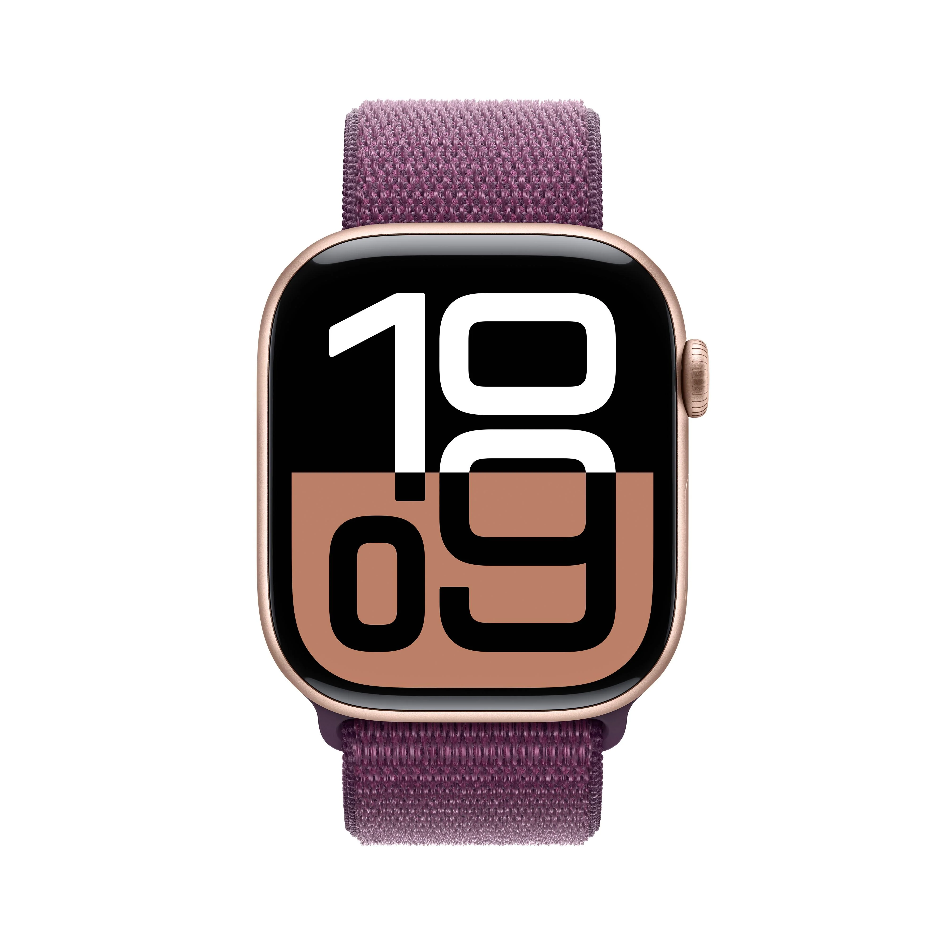 Apple Watch Series 10 GPS 46mm Rose Gold Aluminium Case with Plum Sport Loop - Image 2