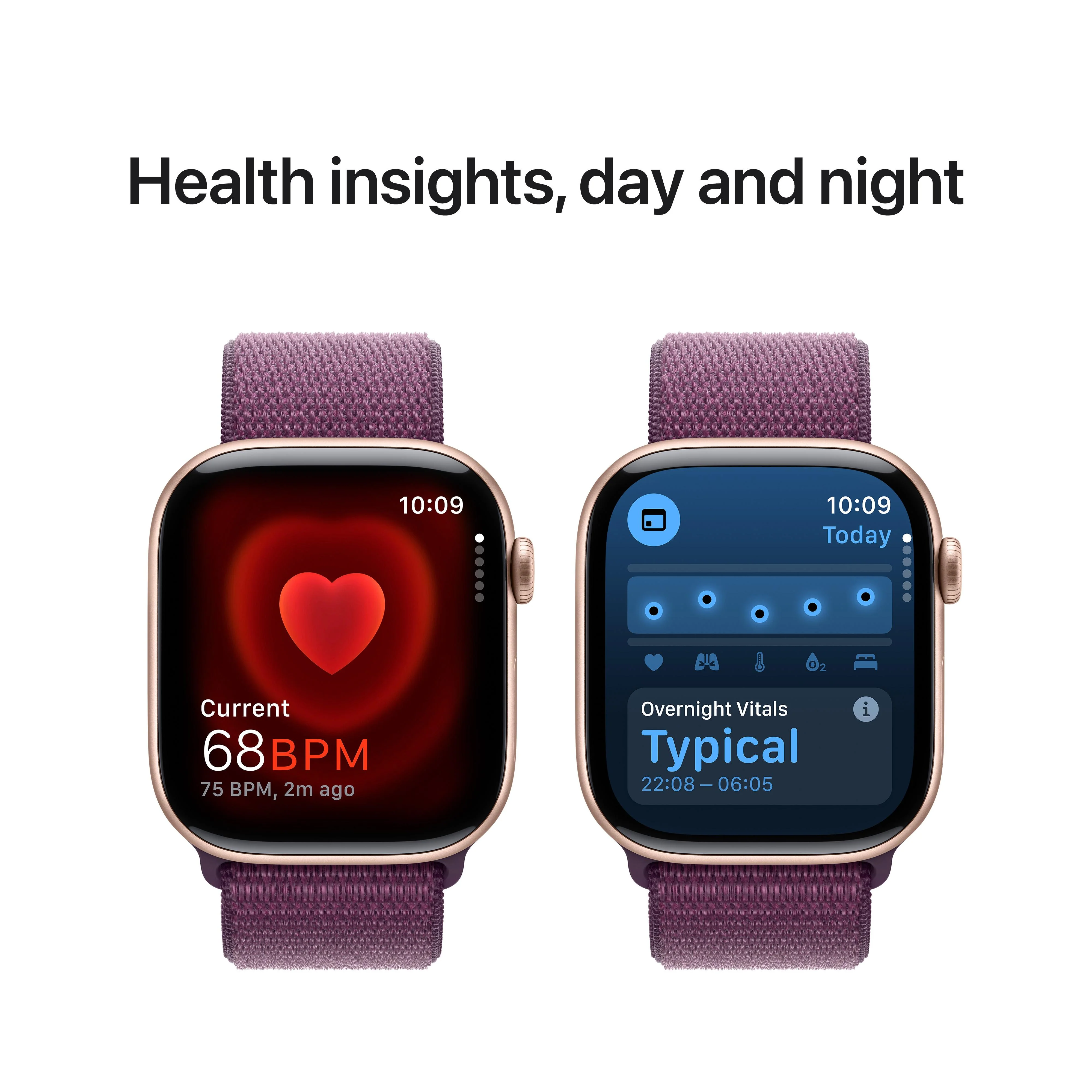 Apple Watch Series 10 GPS 46mm Rose Gold Aluminium Case with Plum Sport Loop - Image 5