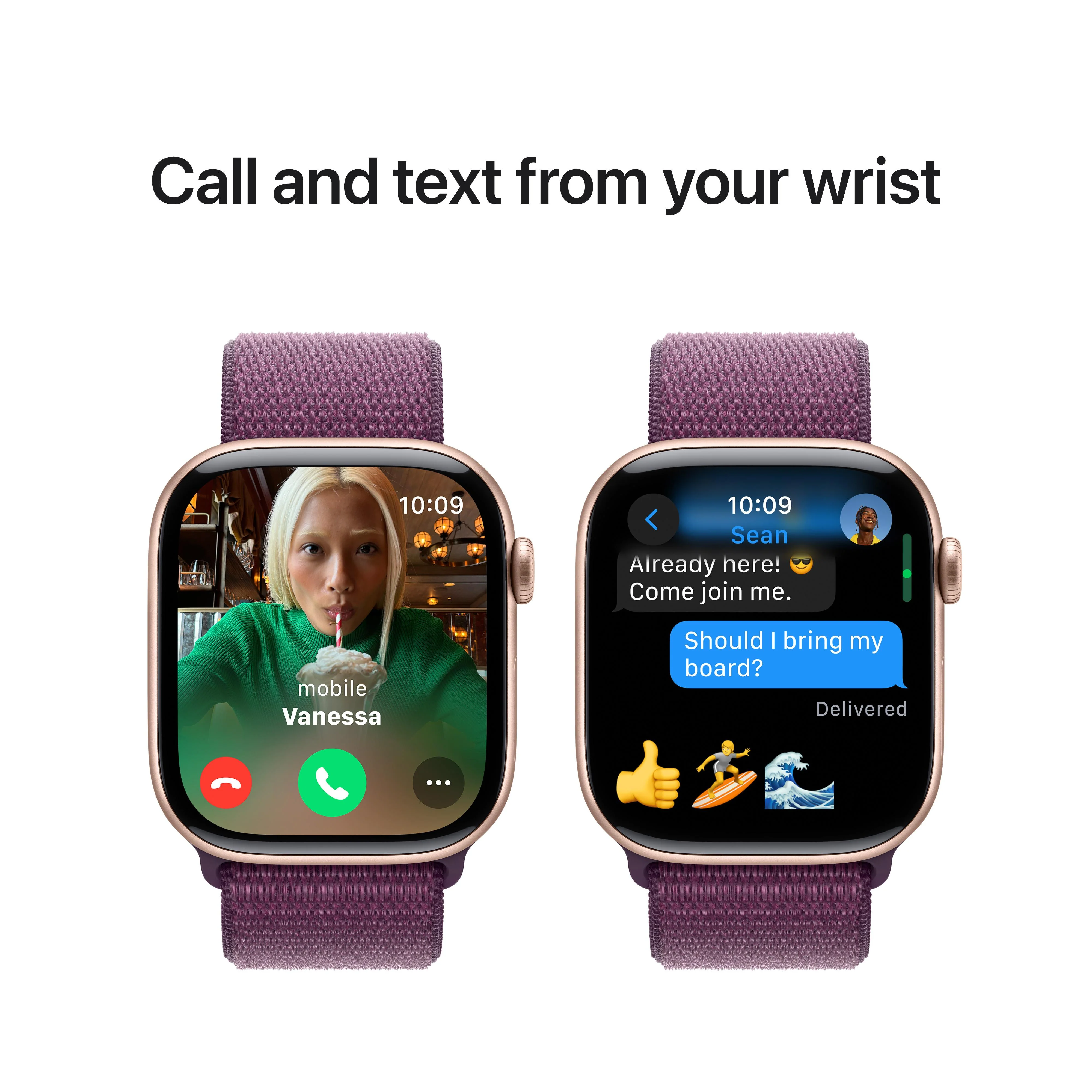 Apple Watch Series 10 GPS 46mm Rose Gold Aluminium Case with Plum Sport Loop - Image 7