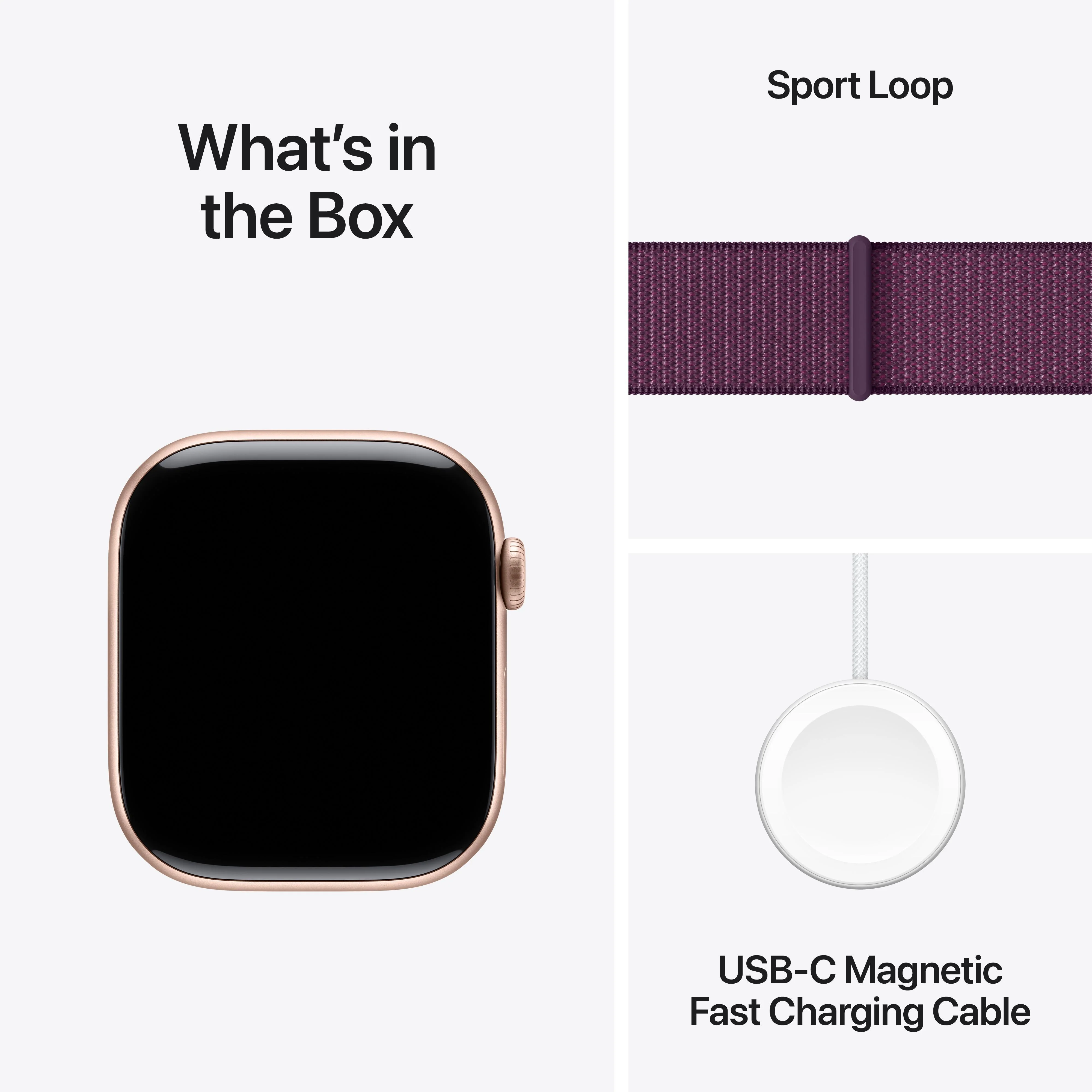 Apple Watch Series 10 GPS 46mm Rose Gold Aluminium Case with Plum Sport Loop - Image 9