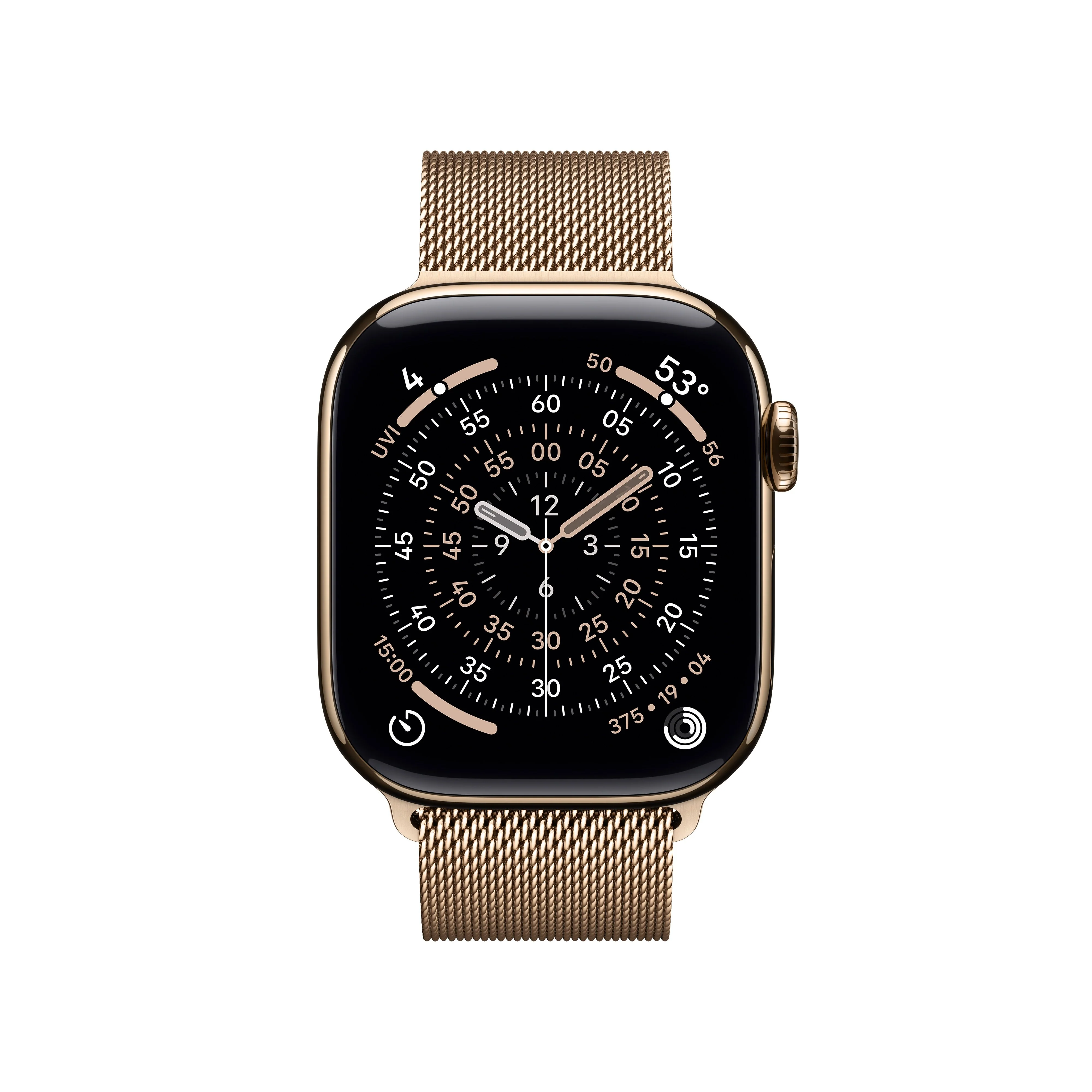 Apple Watch Series 11 GPS + Cellular 42mm Gold Titanium Case with Gold Milanese Loop - Image 2