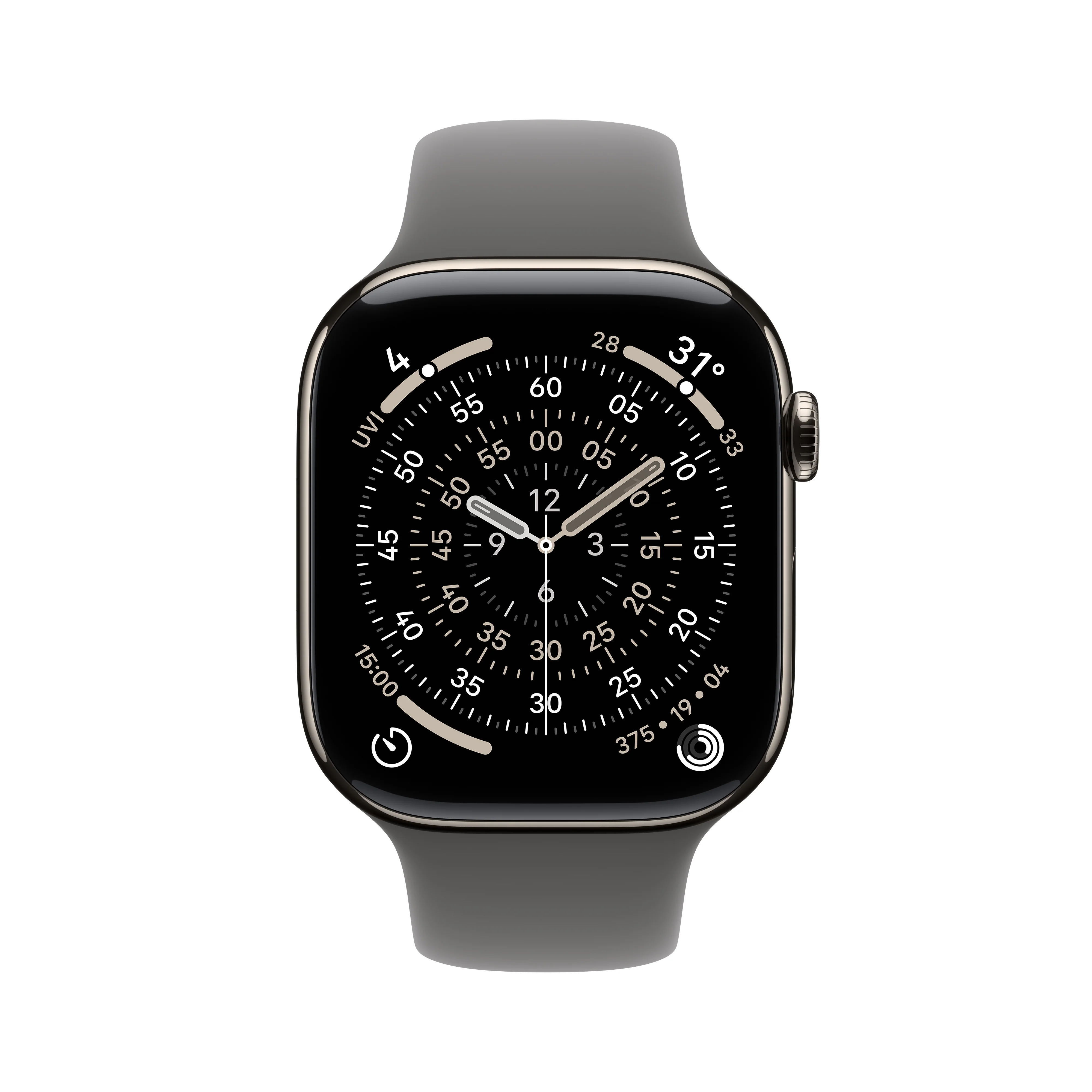 Apple Watch Series 11 GPS + Cellular 42mm Natural Titanium Case with Stone Grey Sport Band - S/M - Image 2