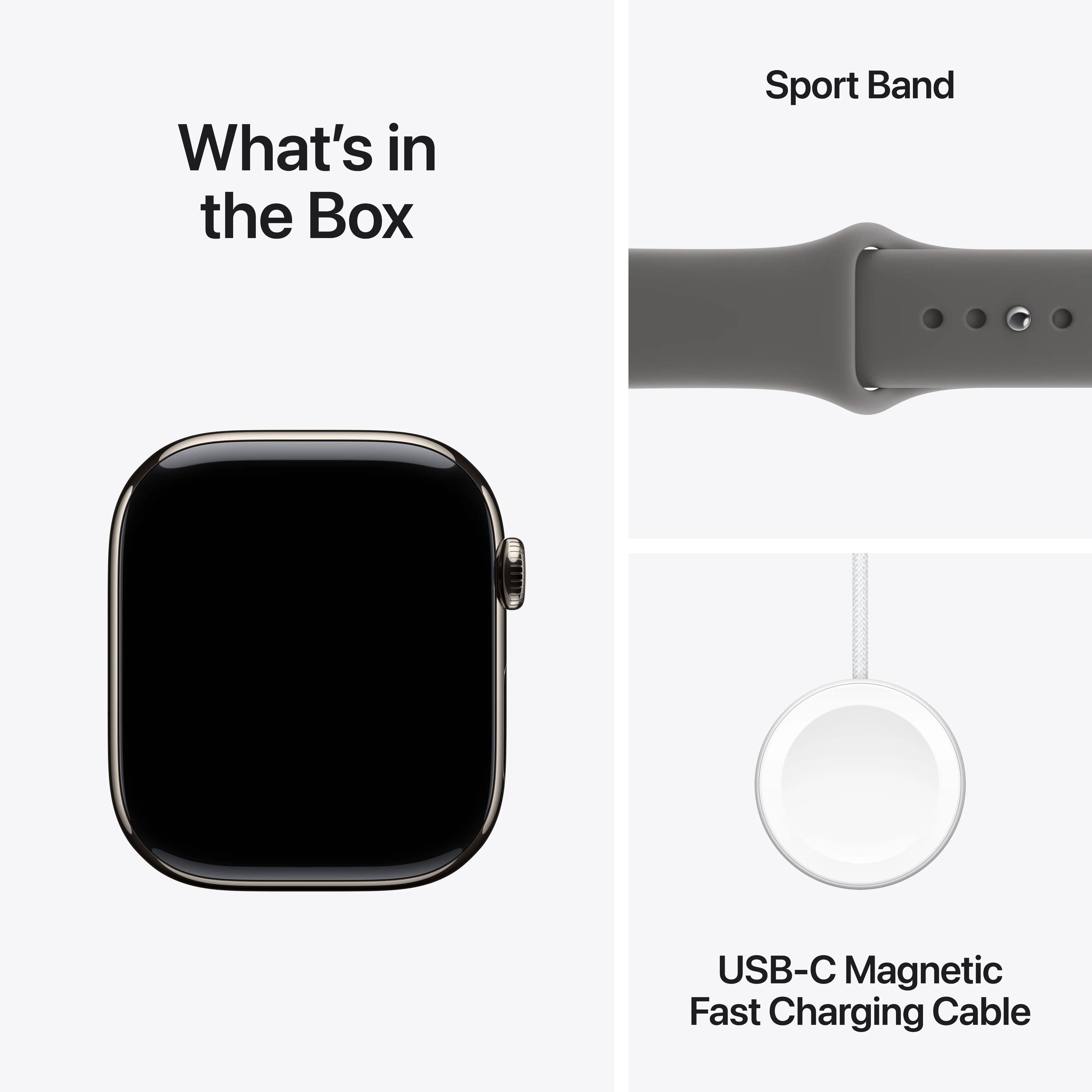 Apple Watch Series 11 GPS + Cellular 42mm Natural Titanium Case with Stone Grey Sport Band - S/M - Image 8