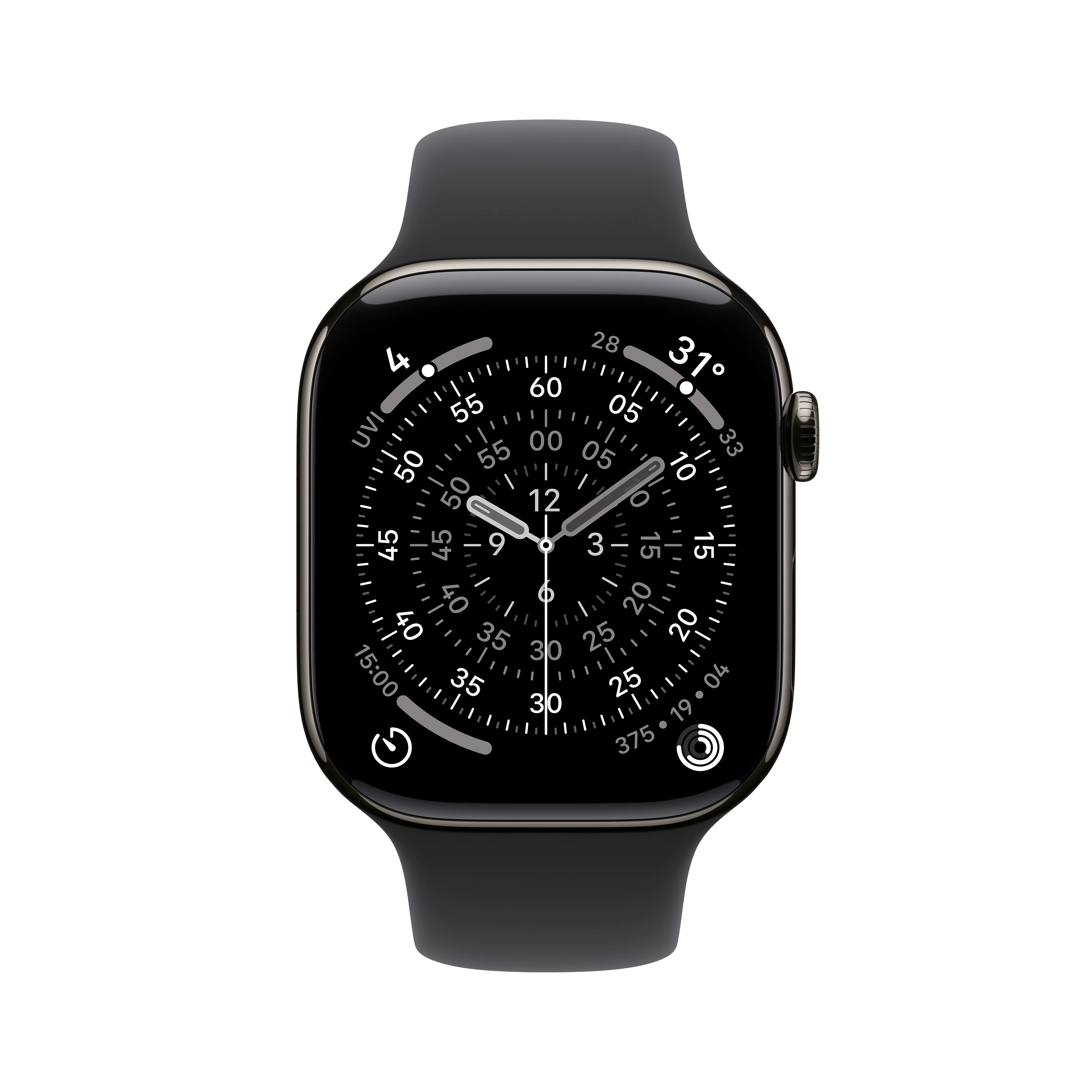 Apple Watch Series 11 GPS + Cellular 42mm Slate Titanium Case with Black Sport Band - S/M - Image 2