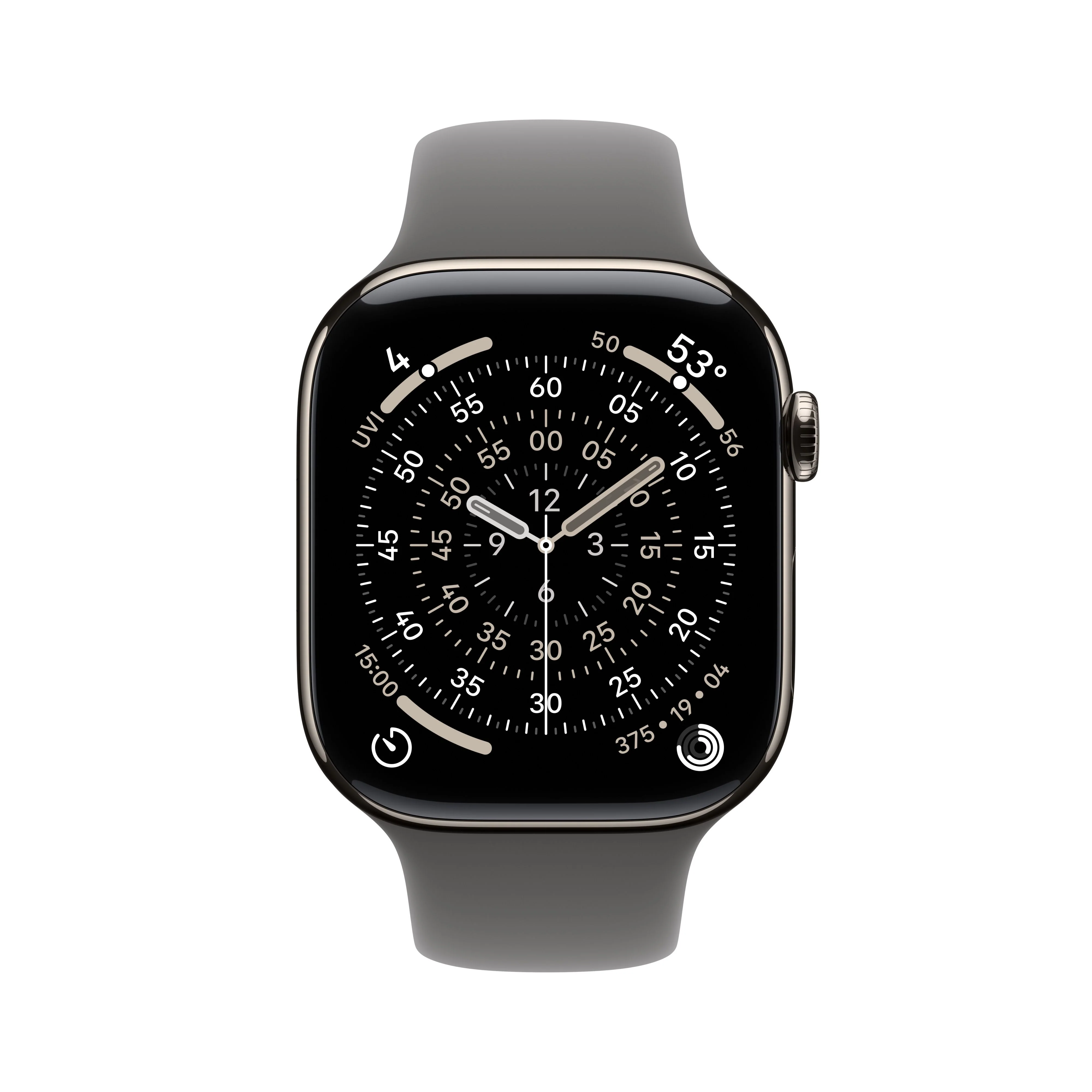 Apple Watch Series 11 GPS + Cellular 46mm Natural Titanium Case with Stone Grey Sport Band - S/M - Image 2
