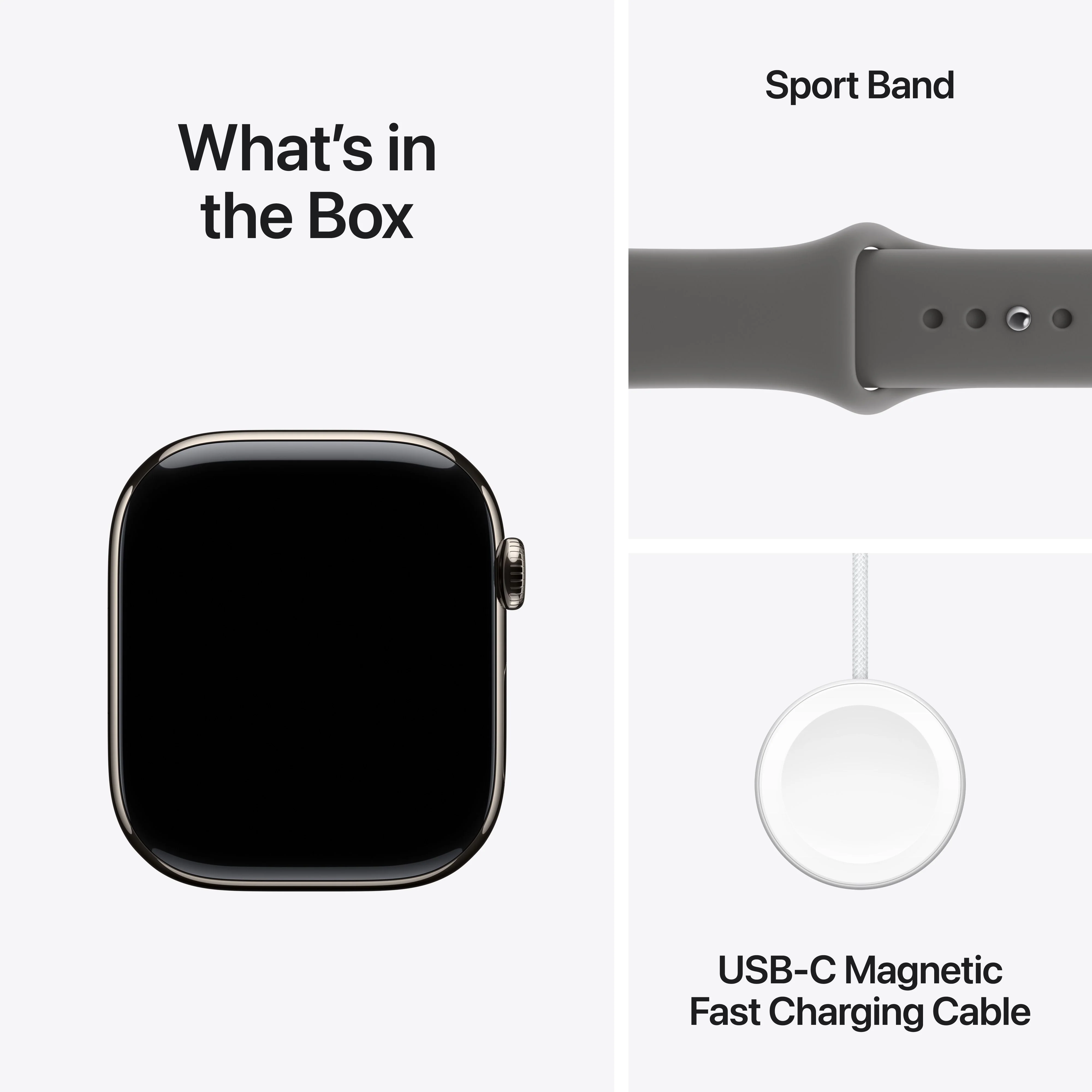 Apple Watch Series 11 GPS + Cellular 46mm Natural Titanium Case with Stone Grey Sport Band - S/M - Image 8