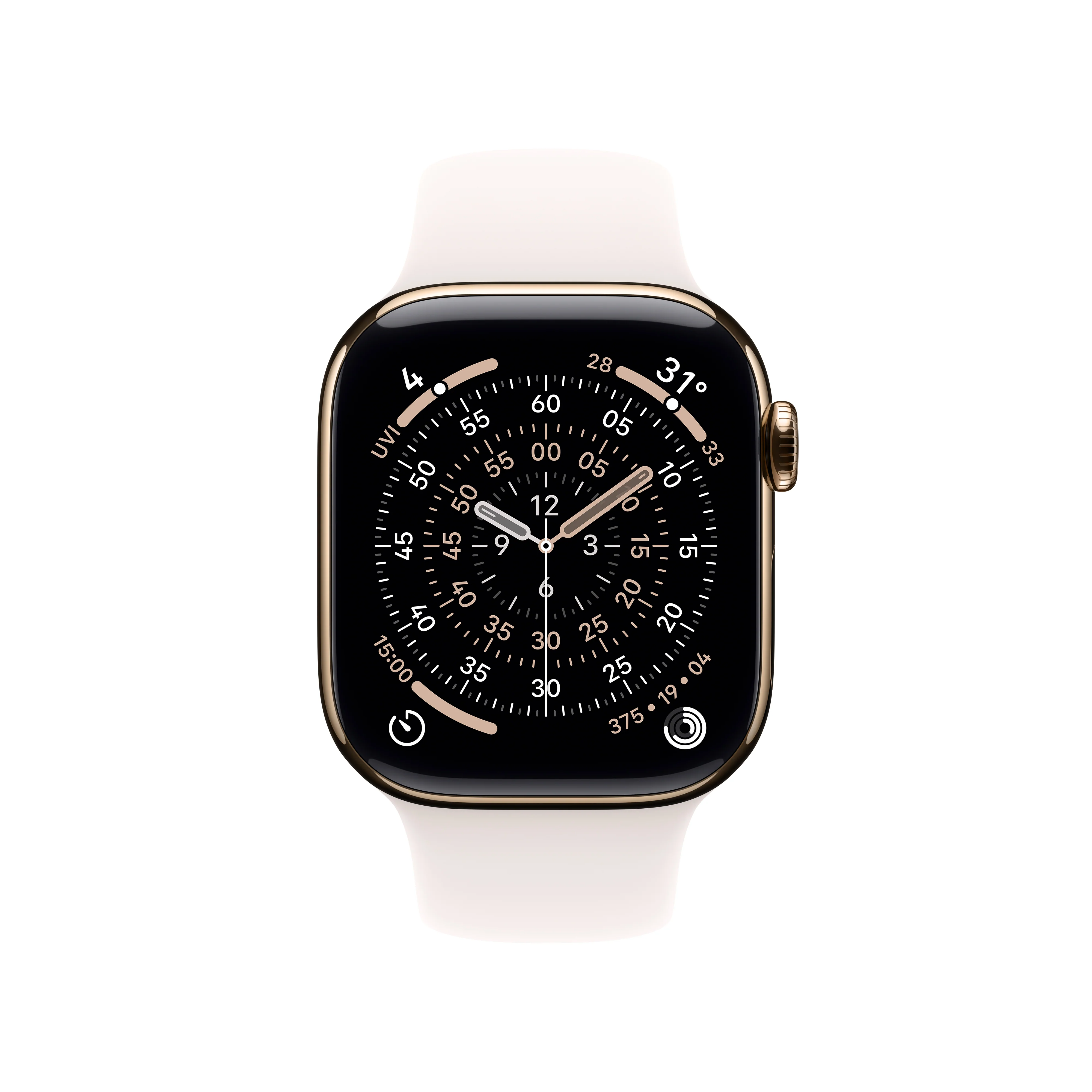 Apple Watch Series 11 GPS + Cellular 46mm Gold Titanium Case with Light Blush Sport Band - M/L - Image 2