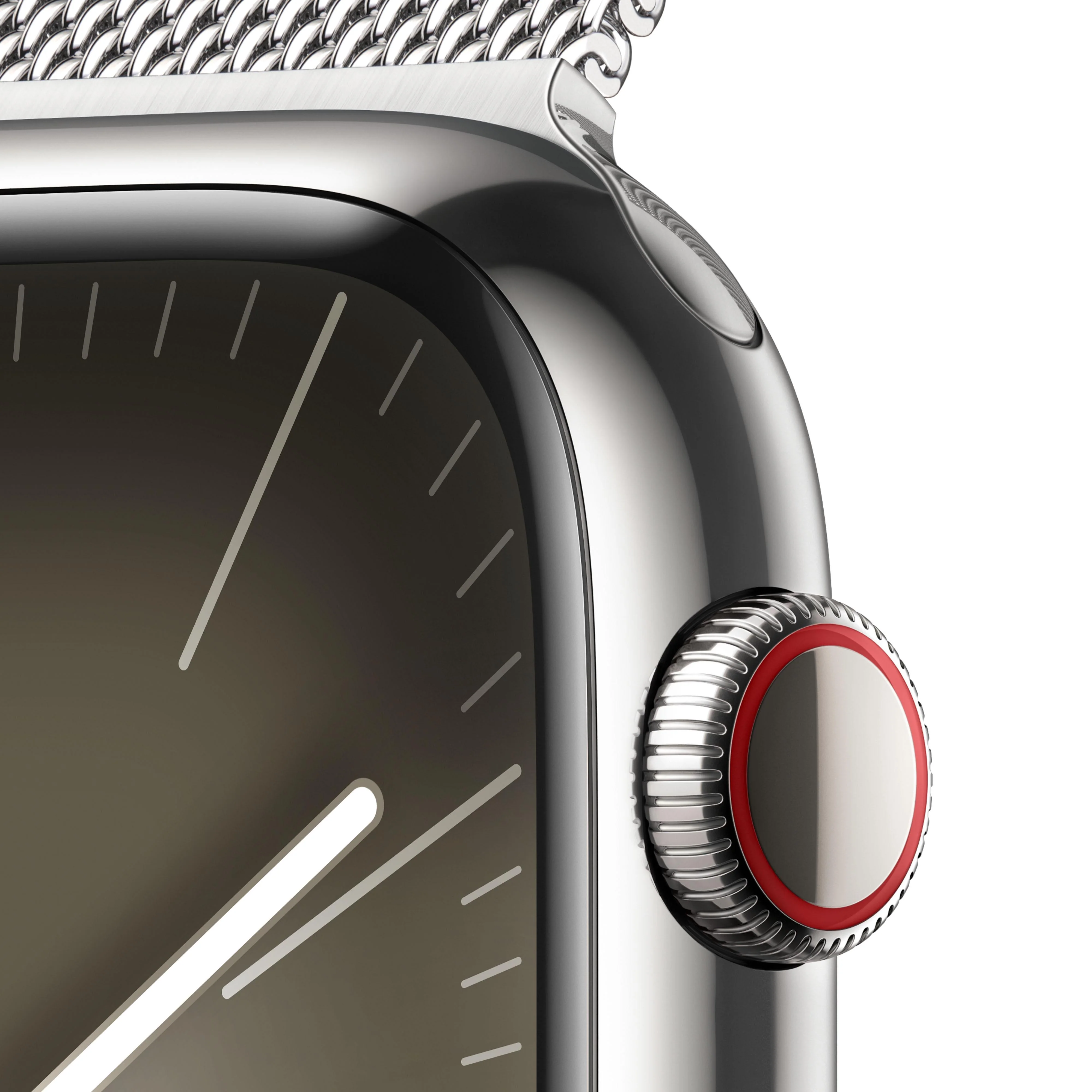 Apple Watch Series 9 GPS + Cellular 45mm Silver Stainless Steel Case with Silver Milanese Loop - Image 3