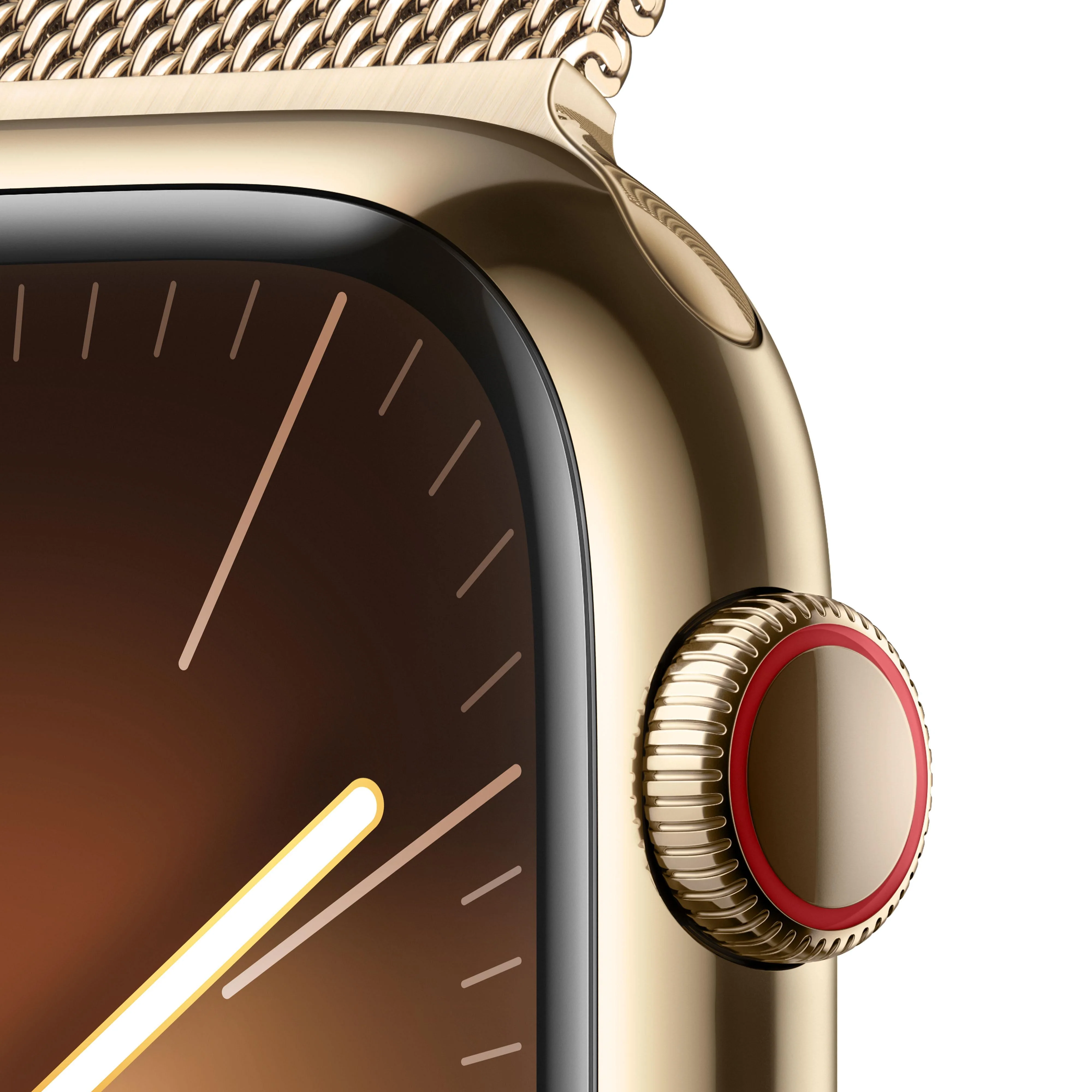 Apple Watch Series 9 GPS + Cellular 45mm Gold Stainless Steel Case with Gold Milanese Loop - Image 3