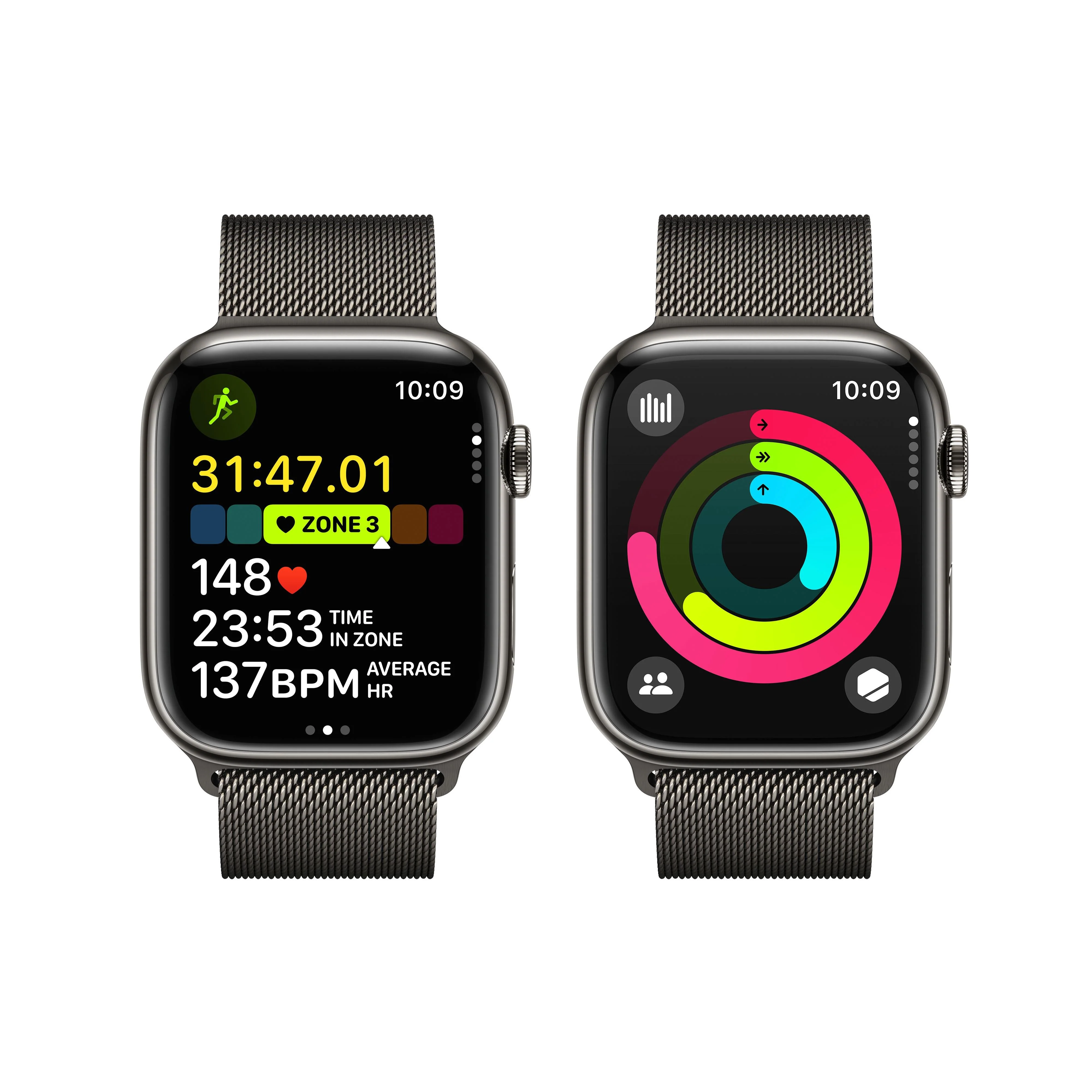 Apple Watch Series 9 GPS + Cellular 45mm Graphite Stainless Steel Case with Graphite Milanese Loop - Image 8