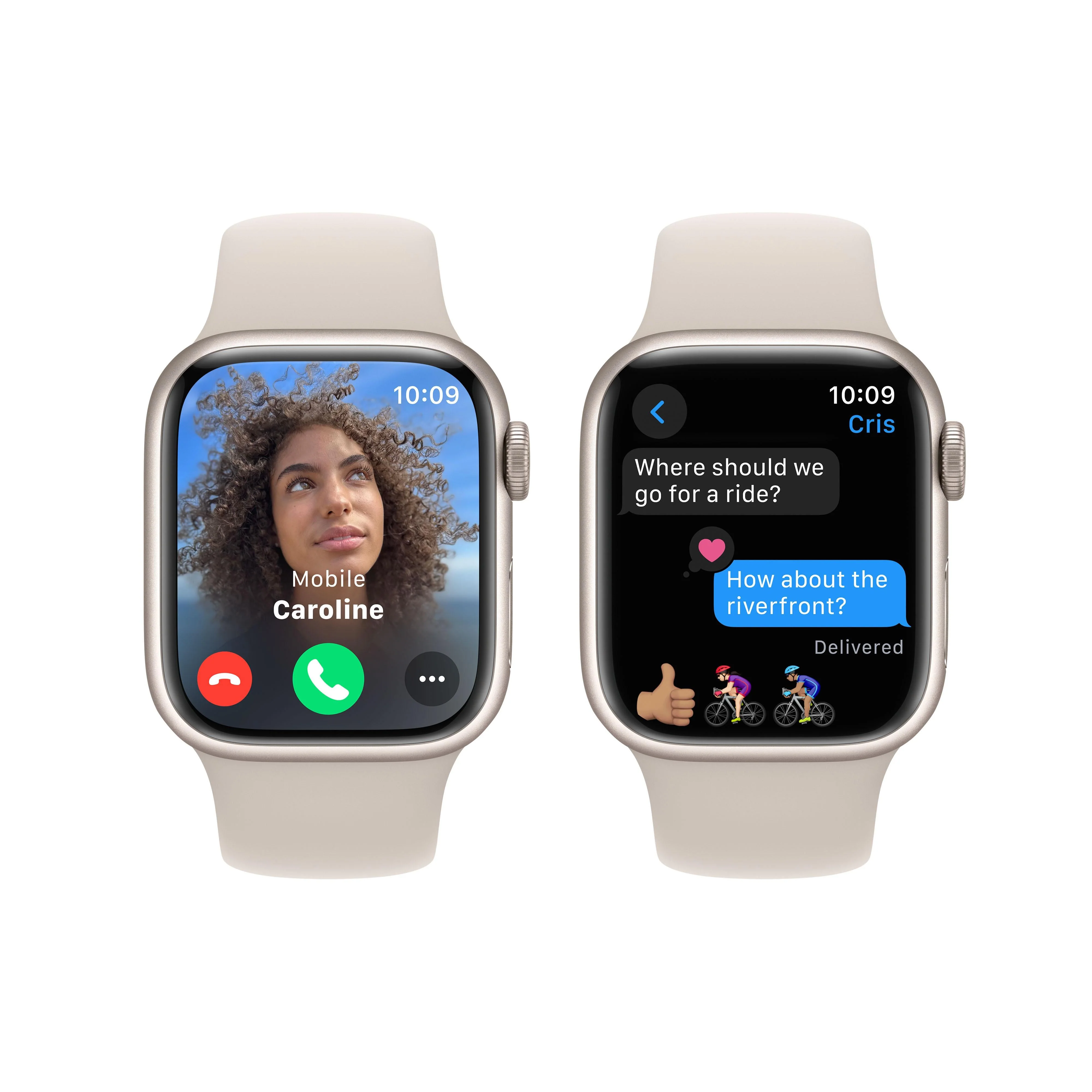 Apple Watch Series 9 GPS 41mm Starlight Aluminium Case with Starlight Sport Band - S/M - Image 6